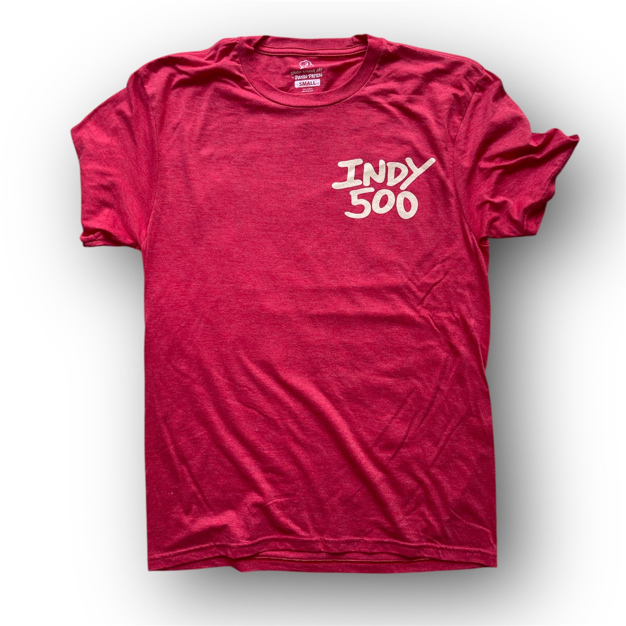 Indianapolis Motor Speedway Motion Wing and Wheel Tee by Justin Patten (New 2025 Design)(Red Heather)