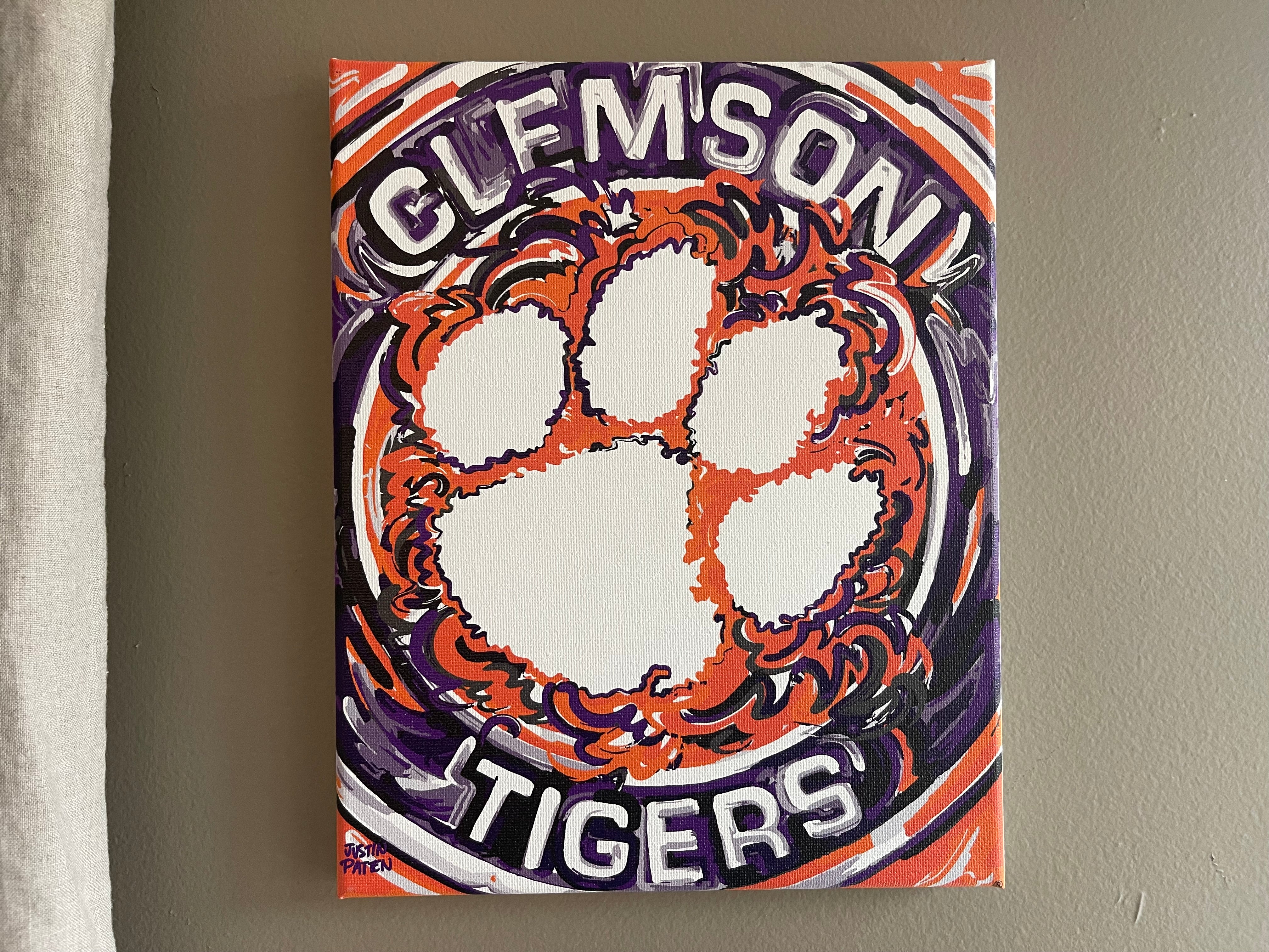 Clemson University 8" x 10" Paw Print Wrapped Canvas Print by Justin Patten