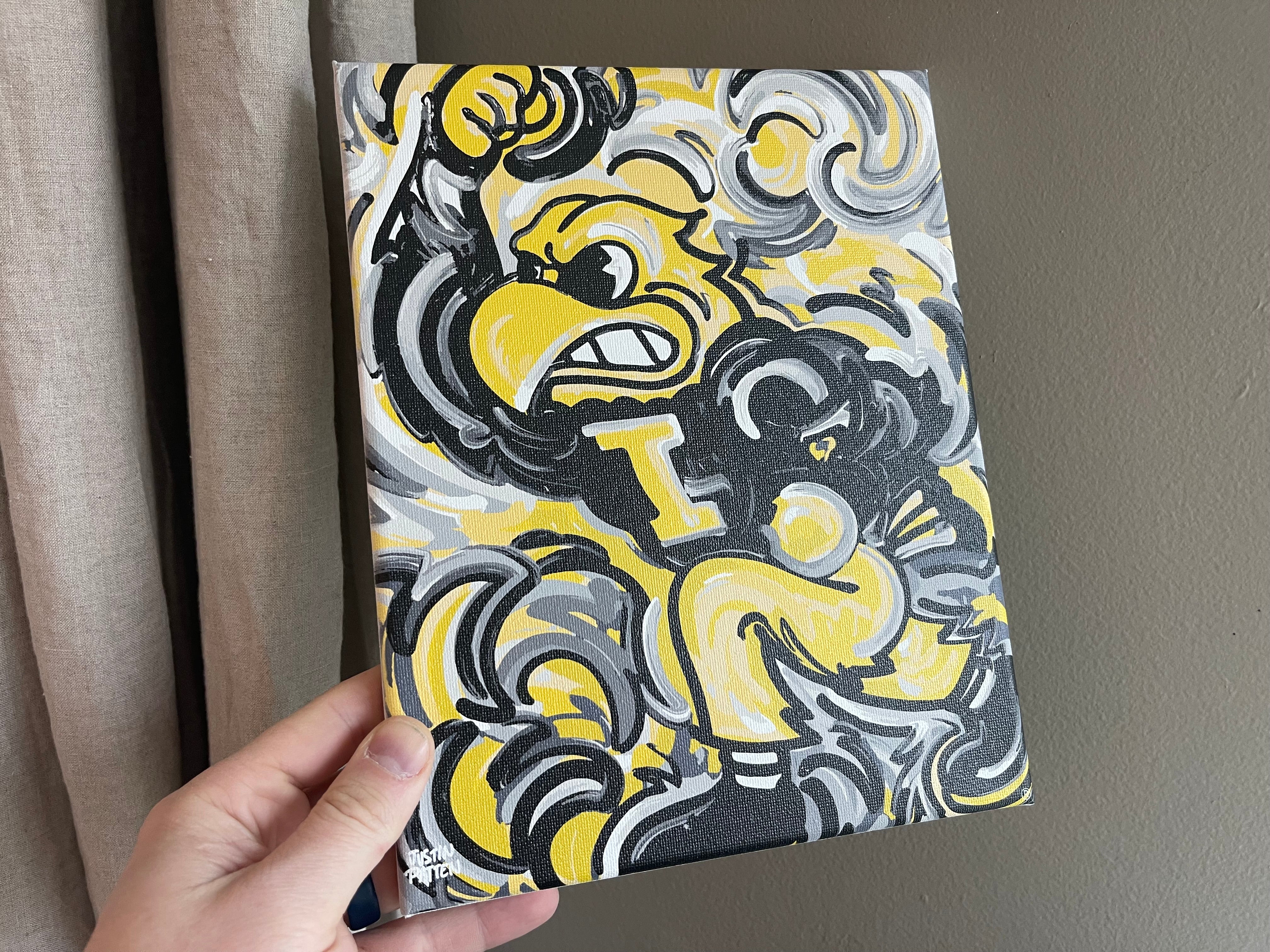 University of Iowa, Herky the Hawk, 8" x 10" Wrapped Canvas Print by Justin Patten
