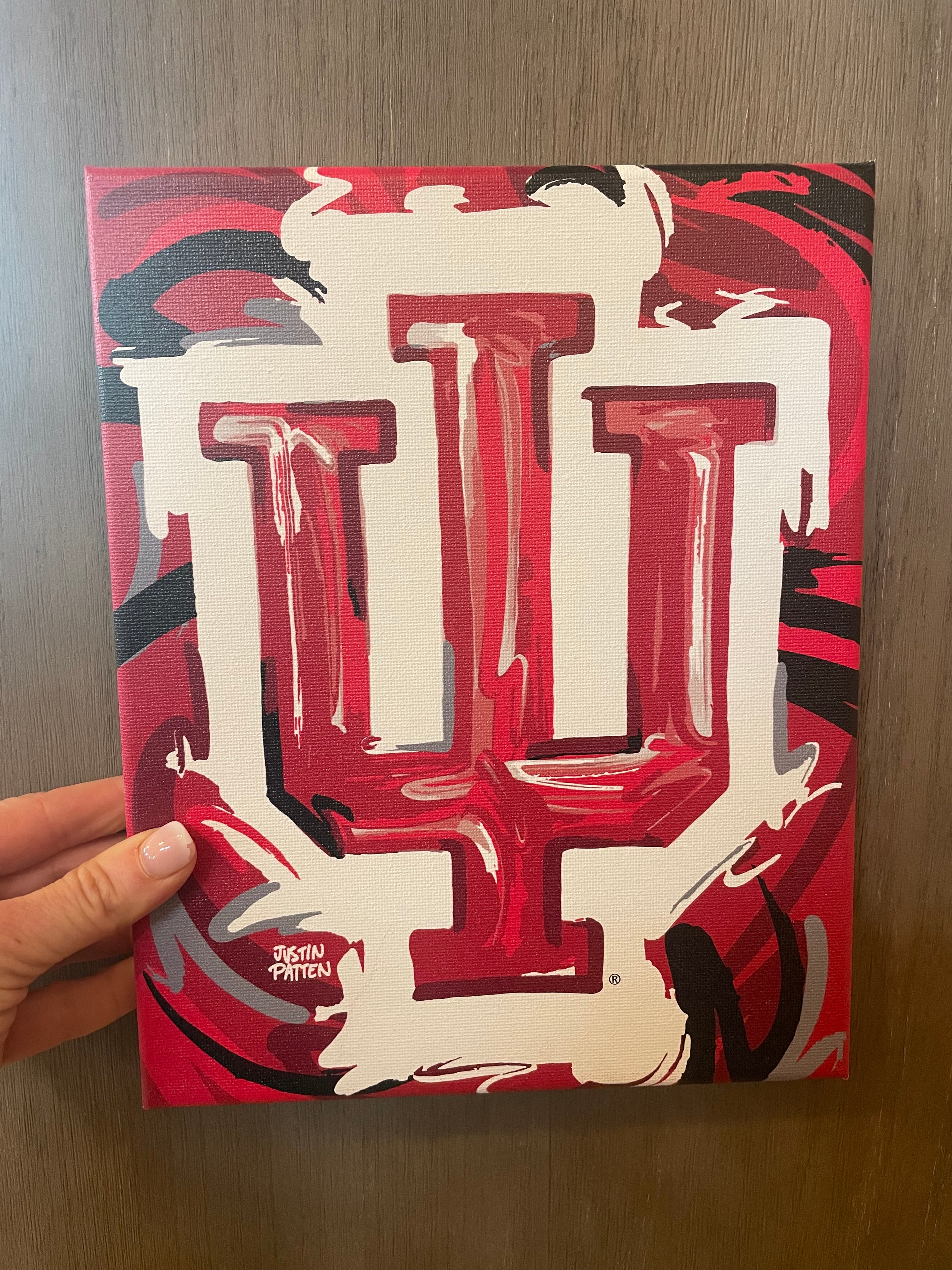 Indiana University 8" x 10" IU Trident Wrapped Canvas Print by Justin Patten