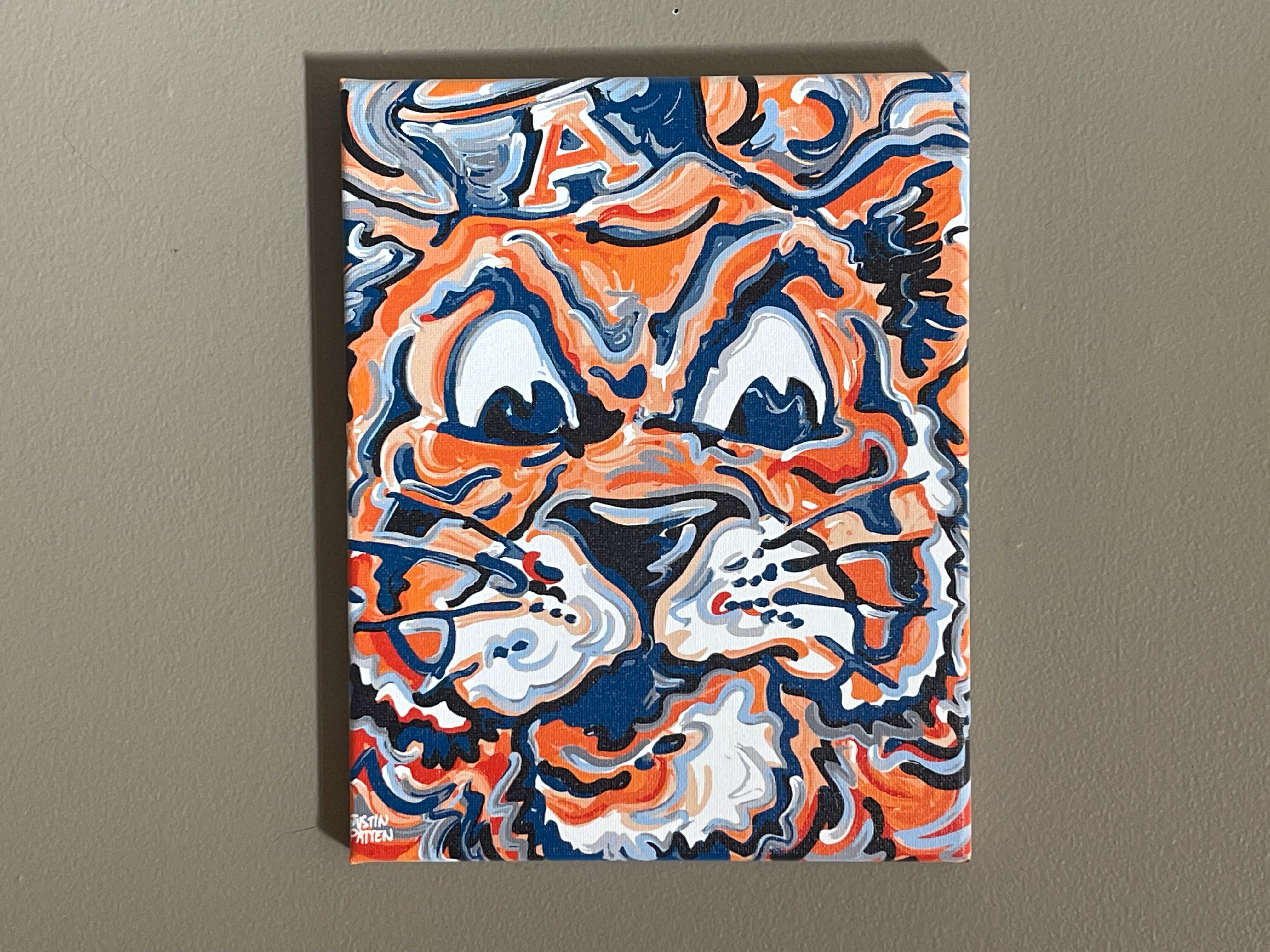 Auburn University 8"x 10" Vintage Aubie Wrapped Canvas Print by Justin Patten