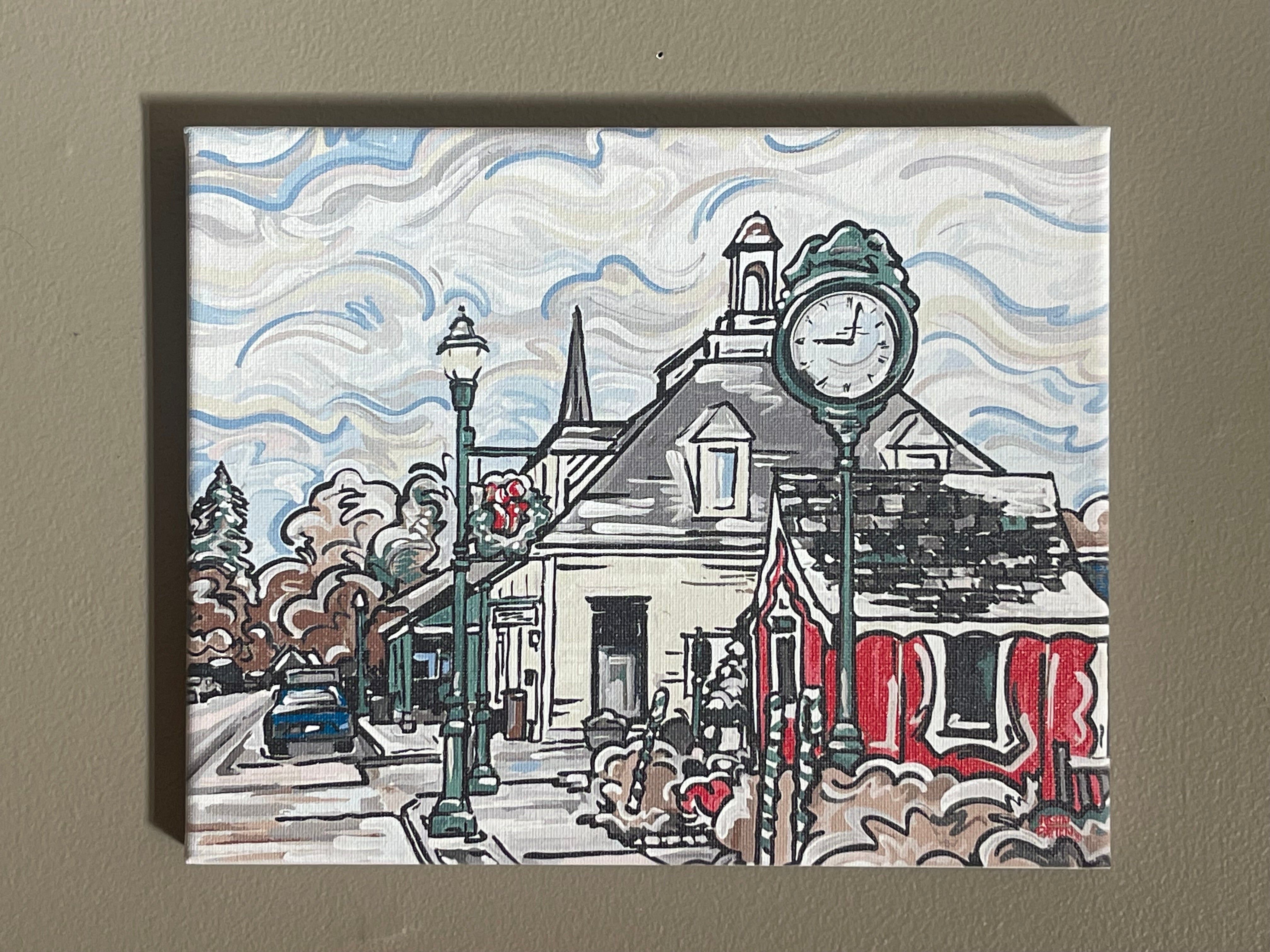 Zionsville Indiana 10"x 8" Main Street Wrapped Canvas Print by Justin Patten