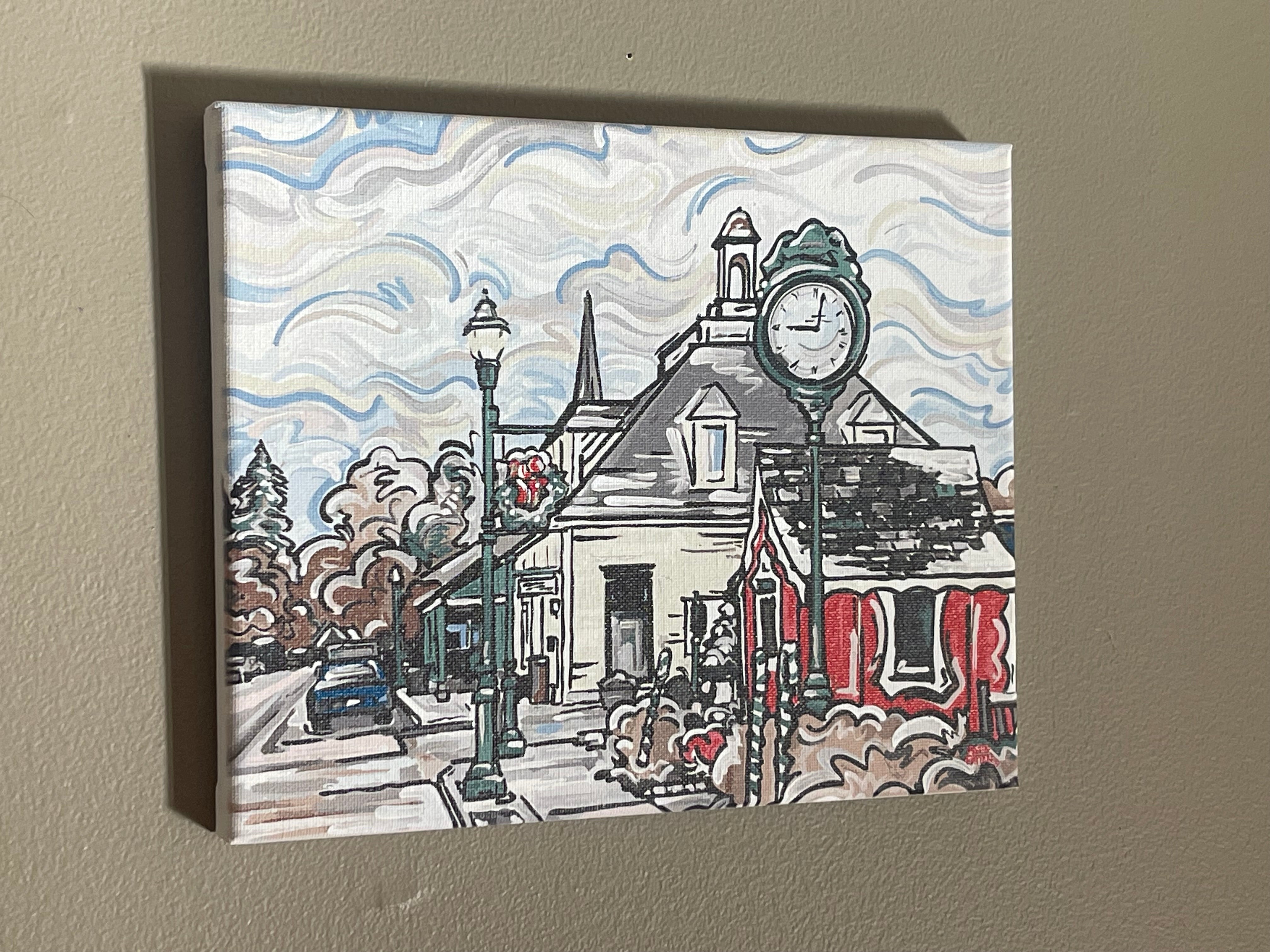 Zionsville Indiana 10"x 8" Main Street Wrapped Canvas Print by Justin Patten
