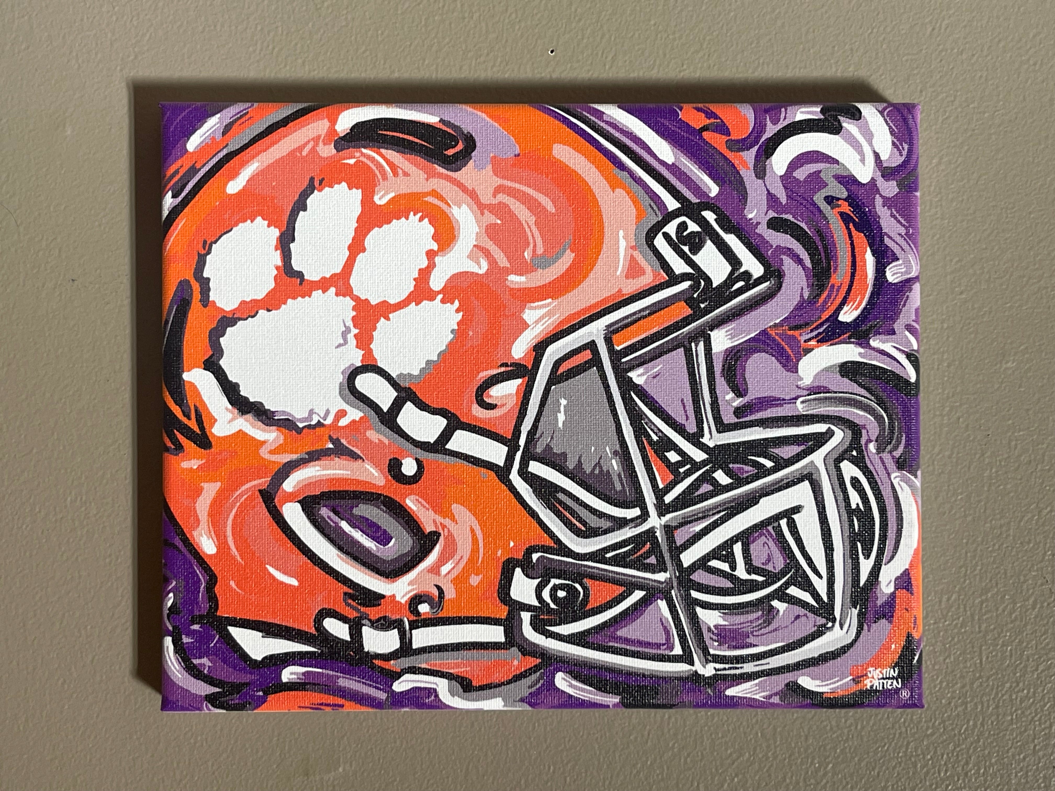 Clemson University 10" x 8" Football Helmet Wrapped Canvas Print by Justin Patten