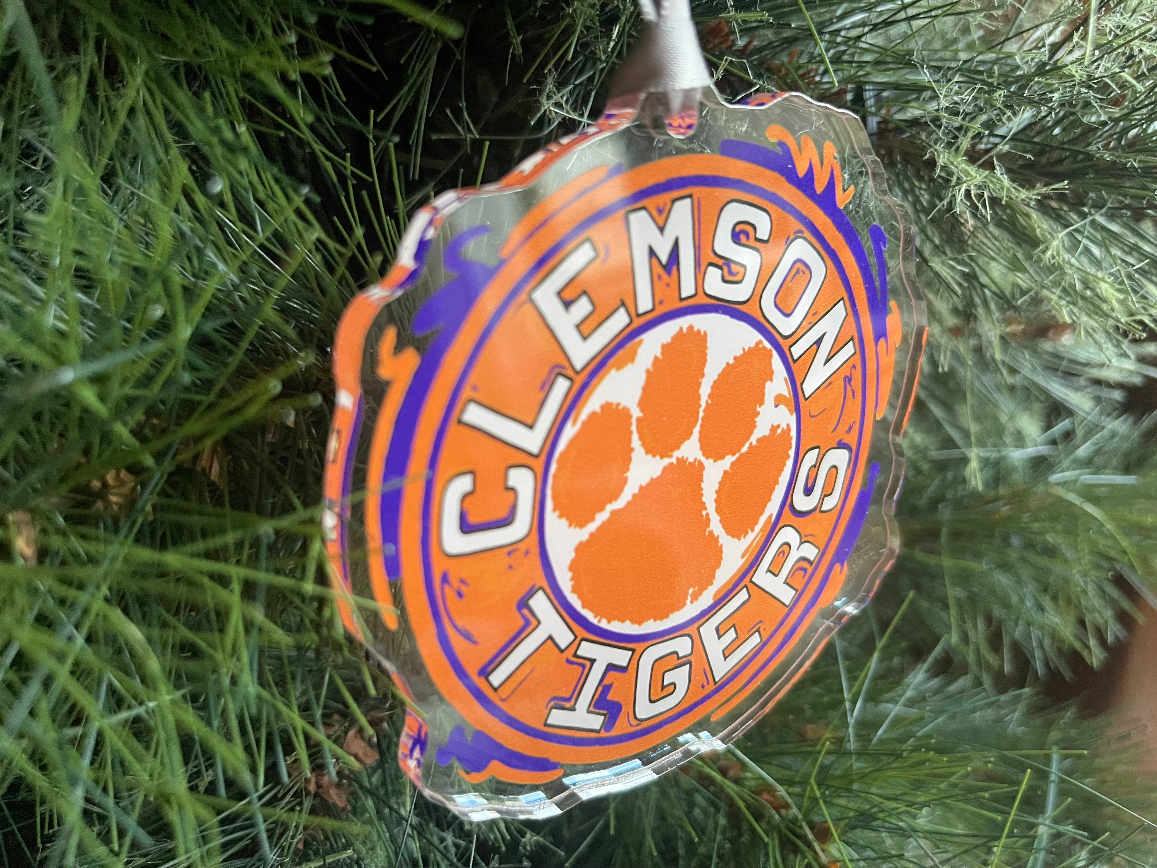 Clemson University Paw Print Circle Ornament by Justin Patten