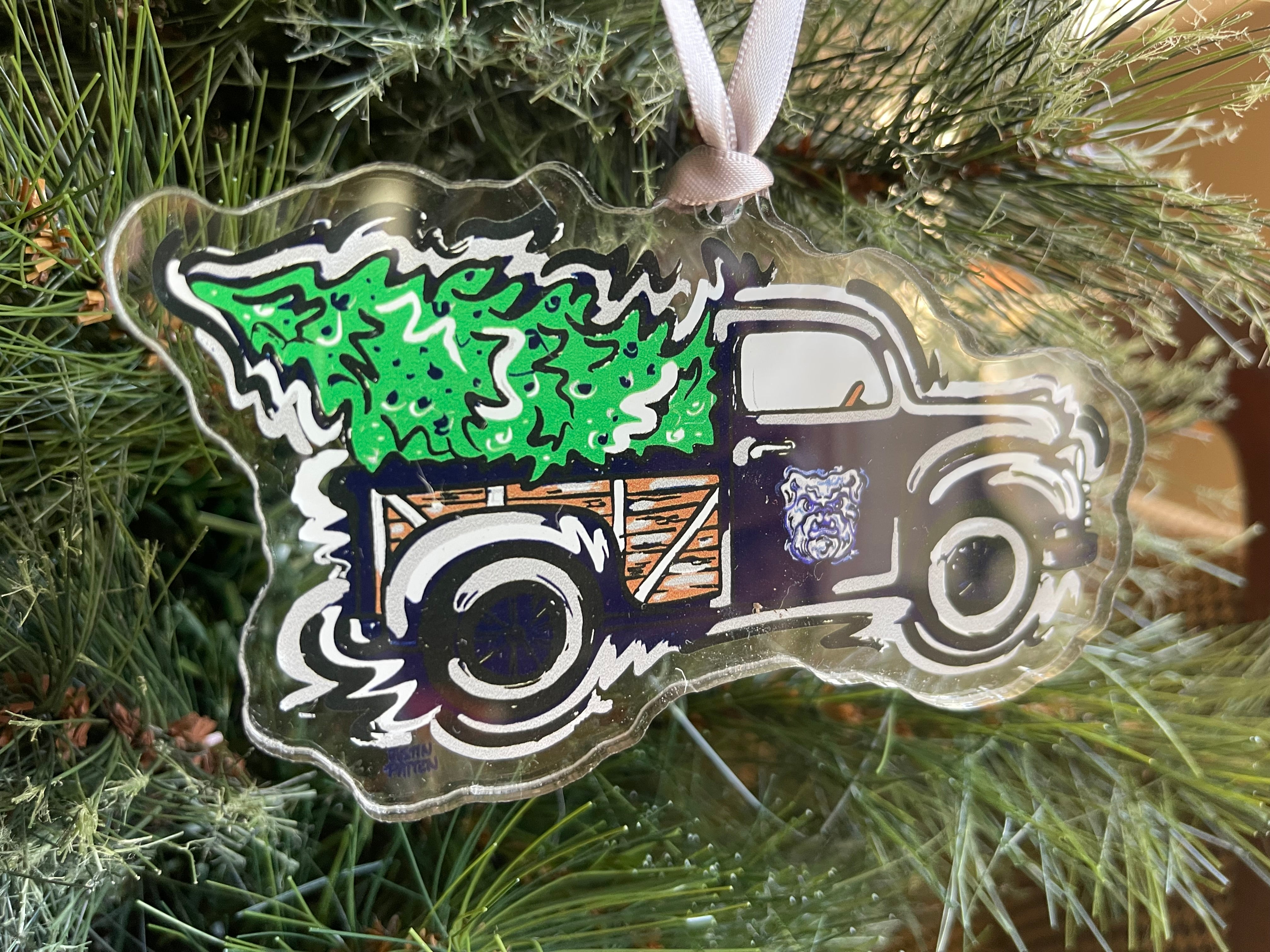 Butler University Christmas Tree Truck Ornament by Justin Patten
