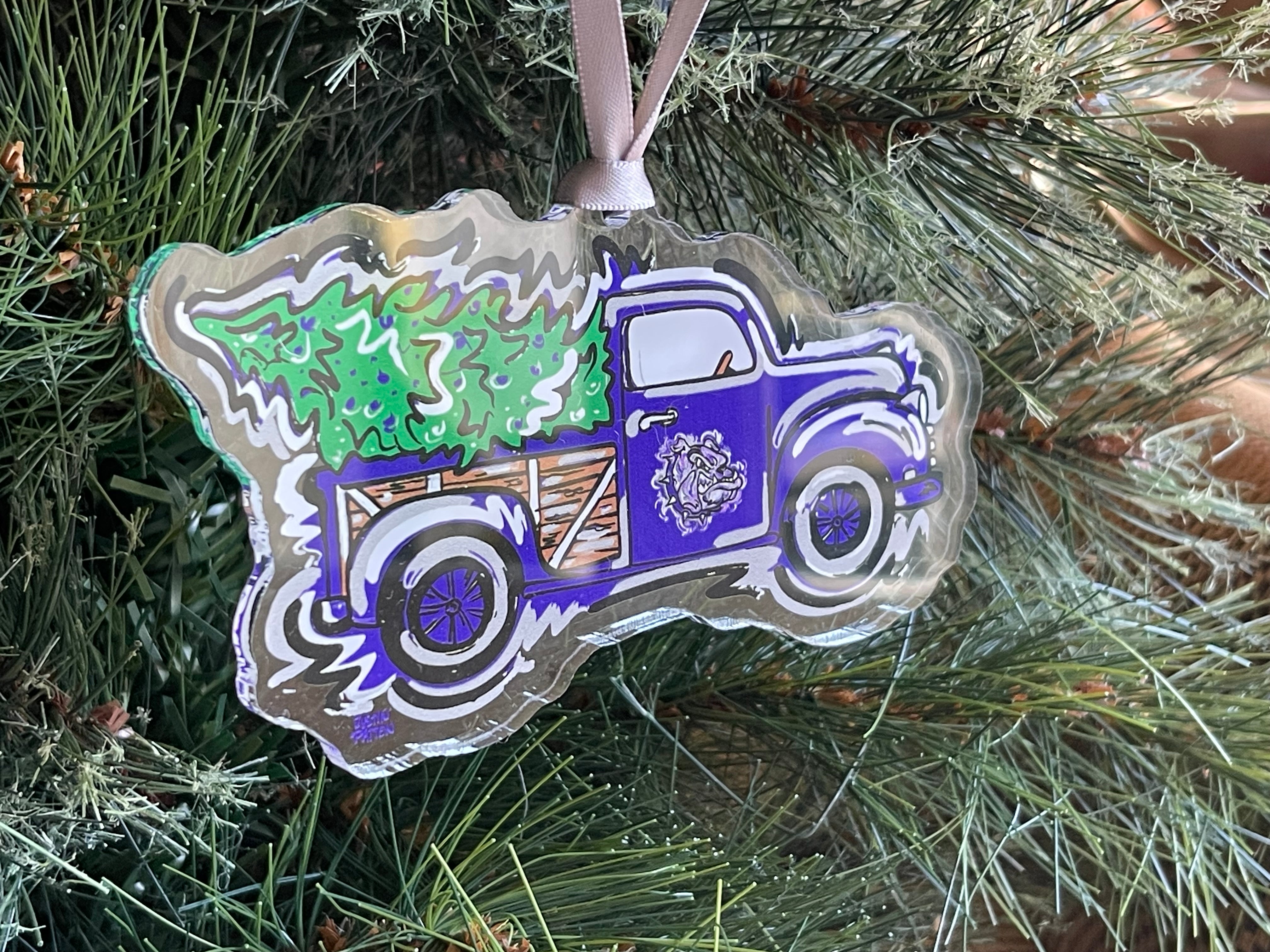 Brownsburg Indiana Christmas Tree Truck Ornament by Justin Patten