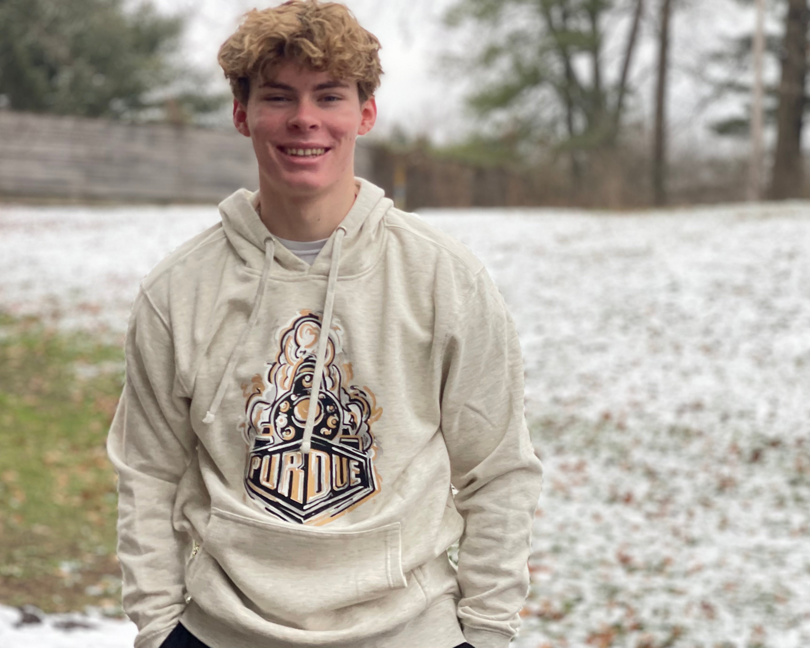 Purdue Boilermaker Special Unisex Fleece Hoodie by Justin Patten (Oatmeal Heather)