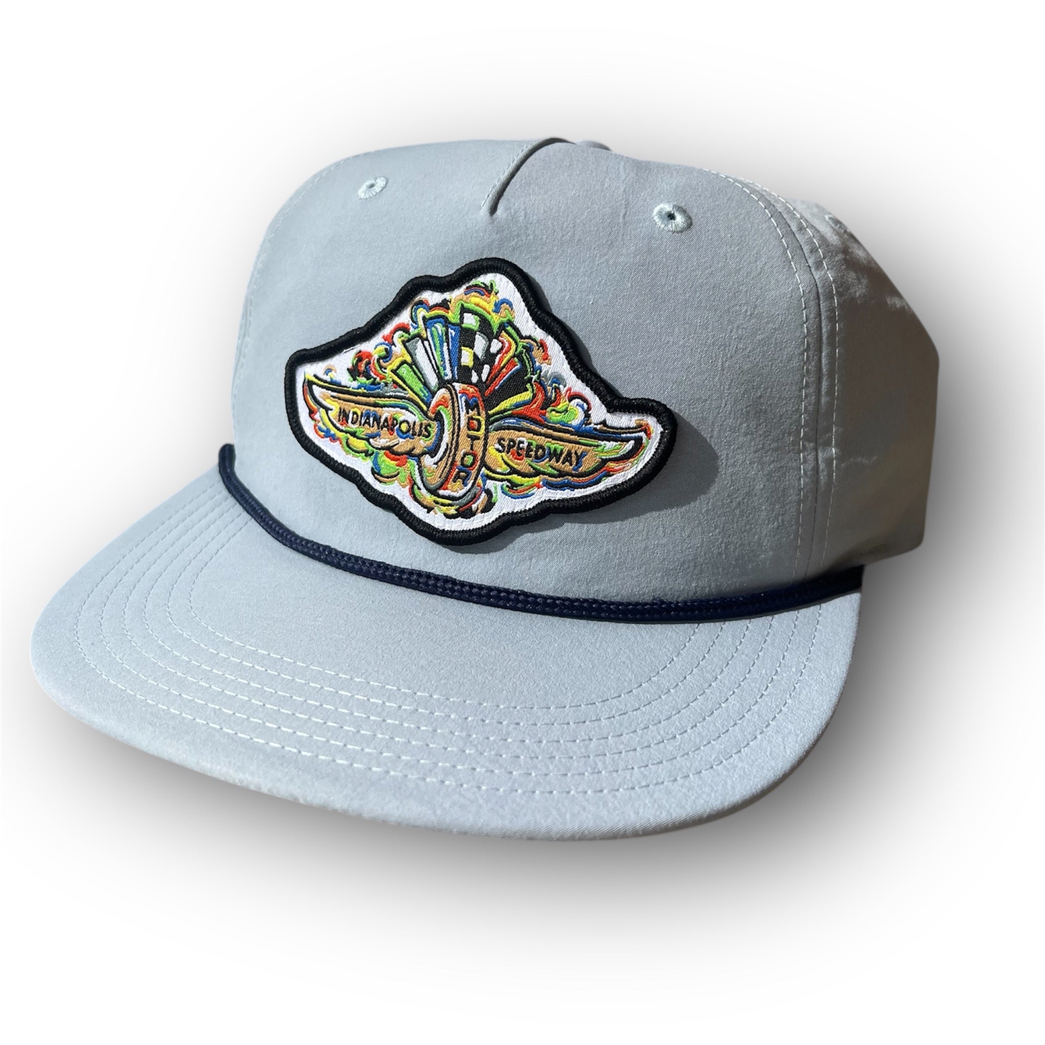 Indianapolis Motor Speedway Wing and Wheel Rope Hat by Justin Patten (Light Blue)