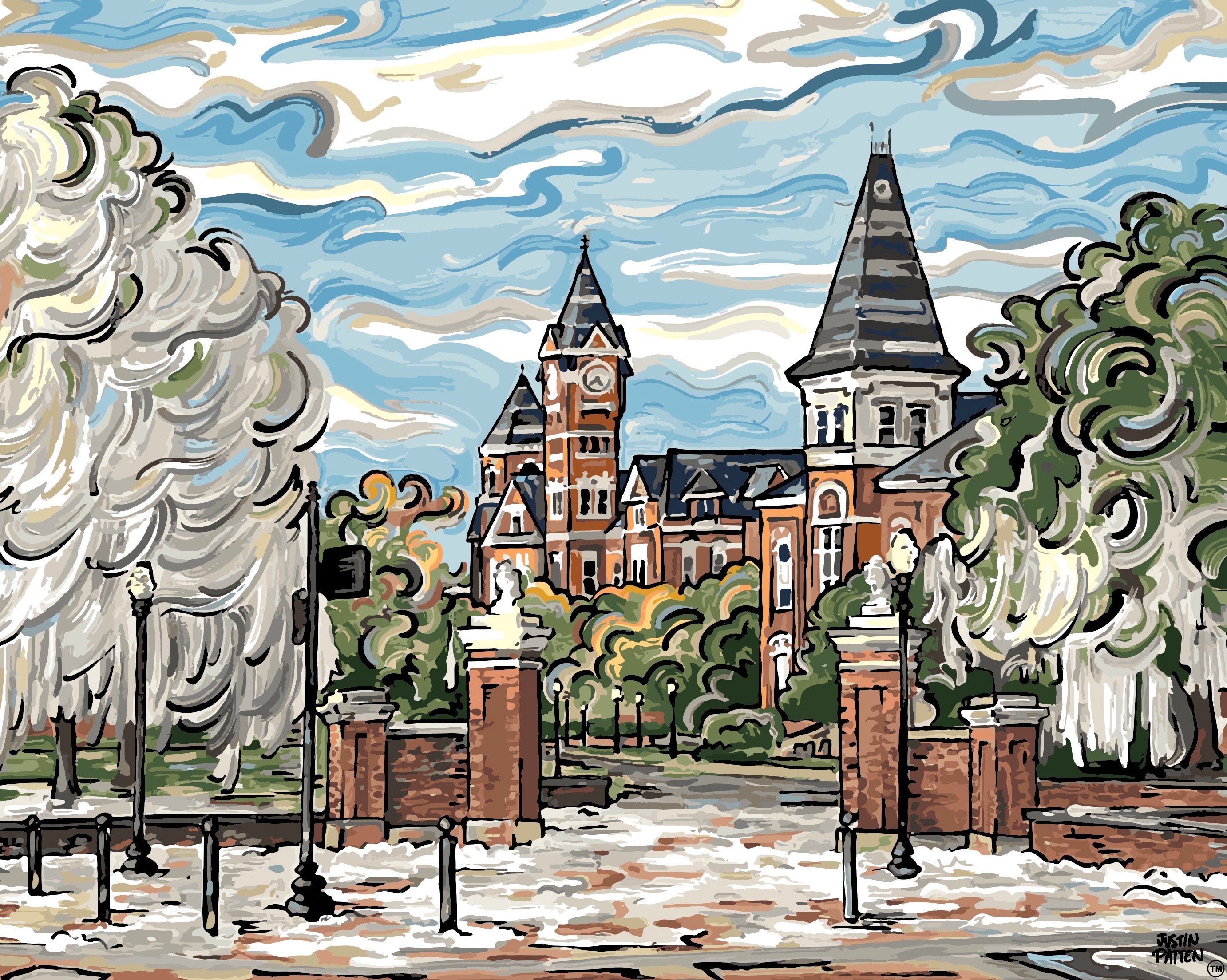 Auburn University Toomer's Corner 20" x16" Print by Justin Patten