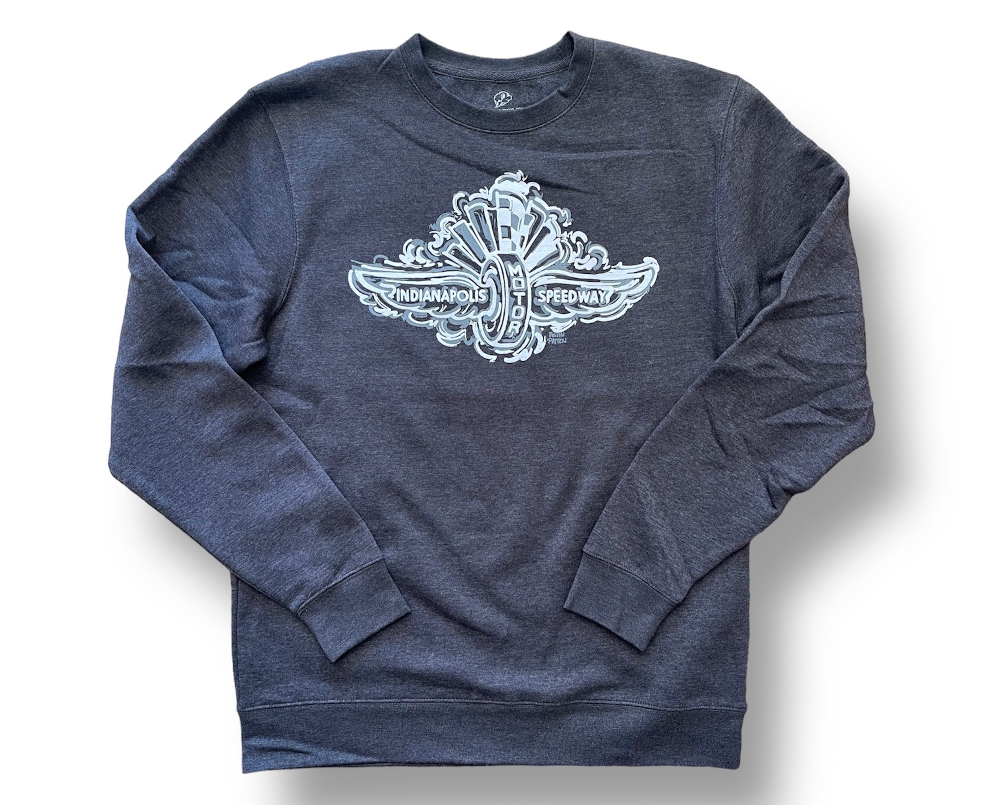 Indianapolis Motor Speedway Wing and Wheel "Smoke" Tee and Crew by Justin Patten
