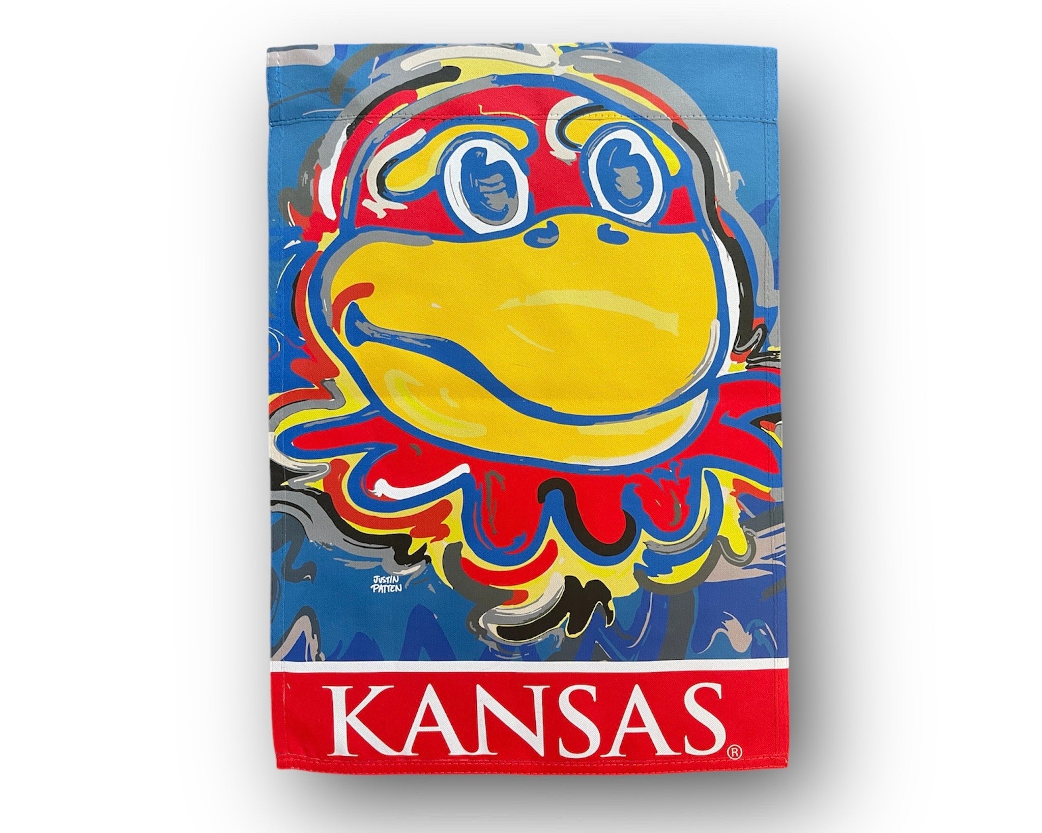 University of Kansas Mascot Garden Flag 12" x 18" by Justin Patten