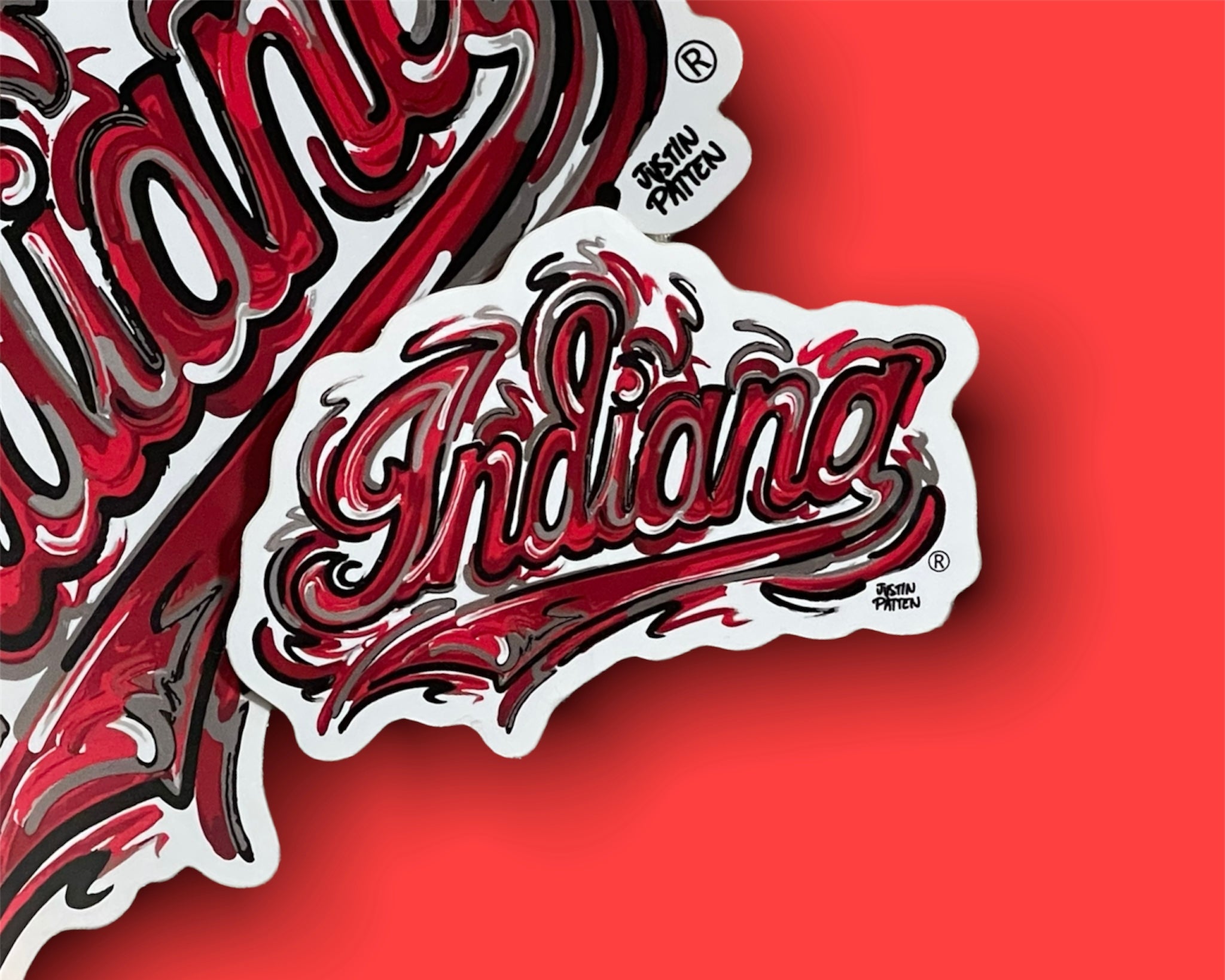 Indiana University Script Mini Vinyl Sticker by Justin Patten