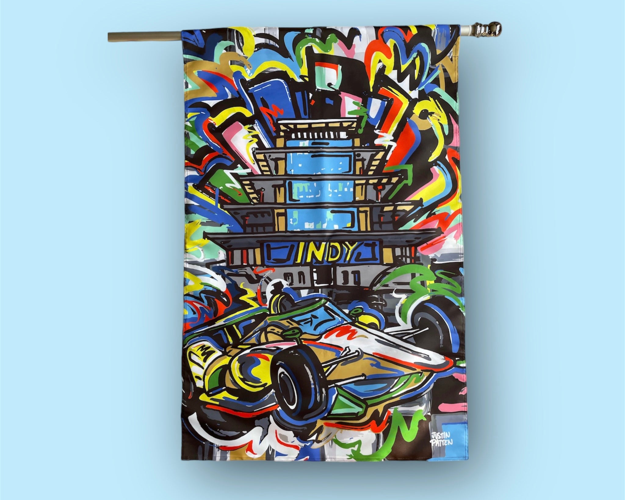 Indianapolis Motor Speedway Pagoda House Flag (28"x 42" in) by Justin Patten