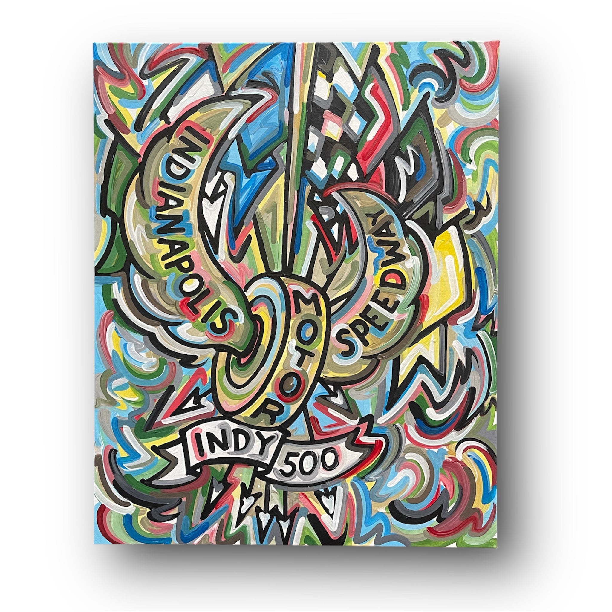 Indianapolis Motor Speedway Motion Wing and Wheel Painting (24" x 30") by Justin Patten