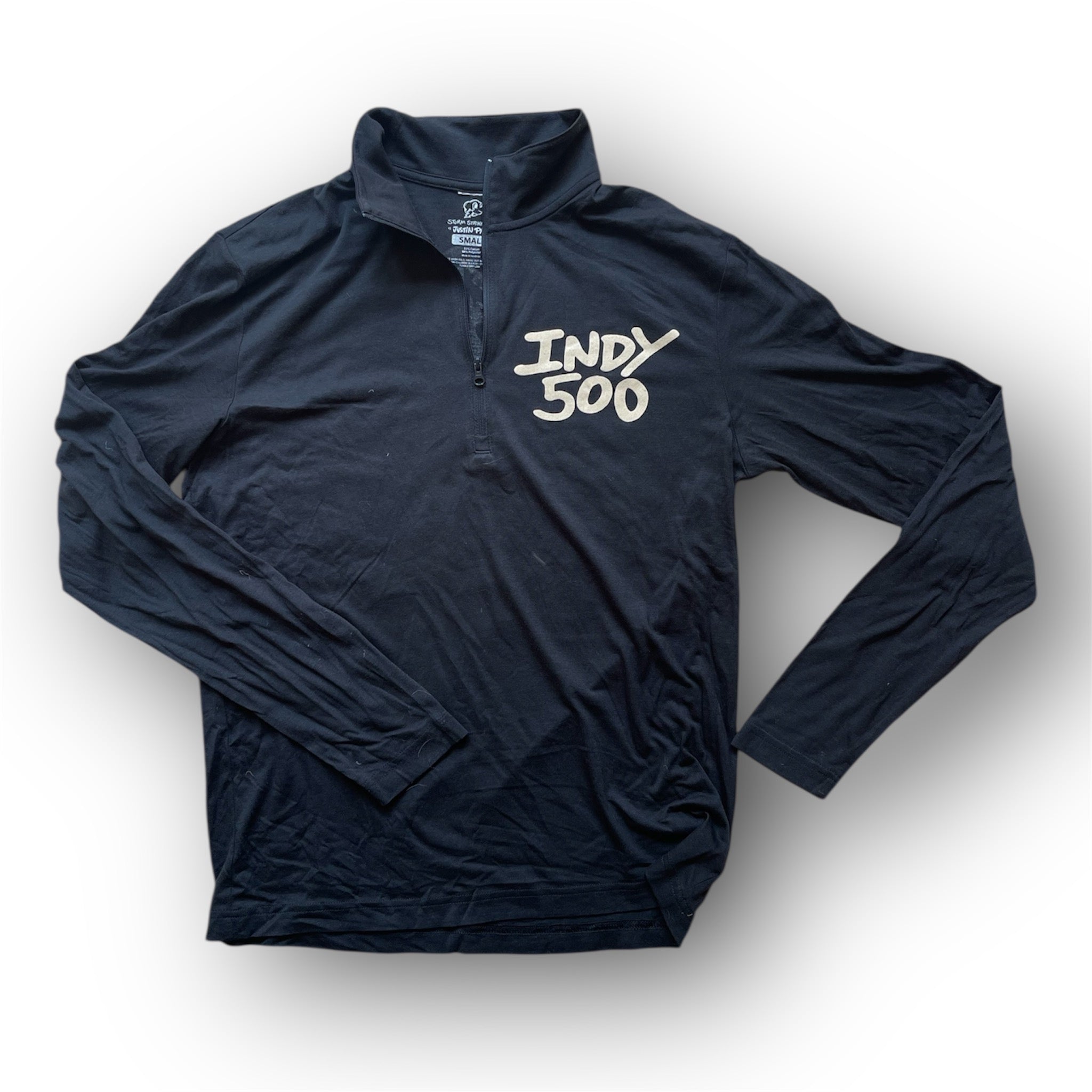 Indianapolis Motor Speedway Motion Wing and Wheel Long Sleeve 1/4 Zip by Justin Patten (New 2025 Design)(Black)