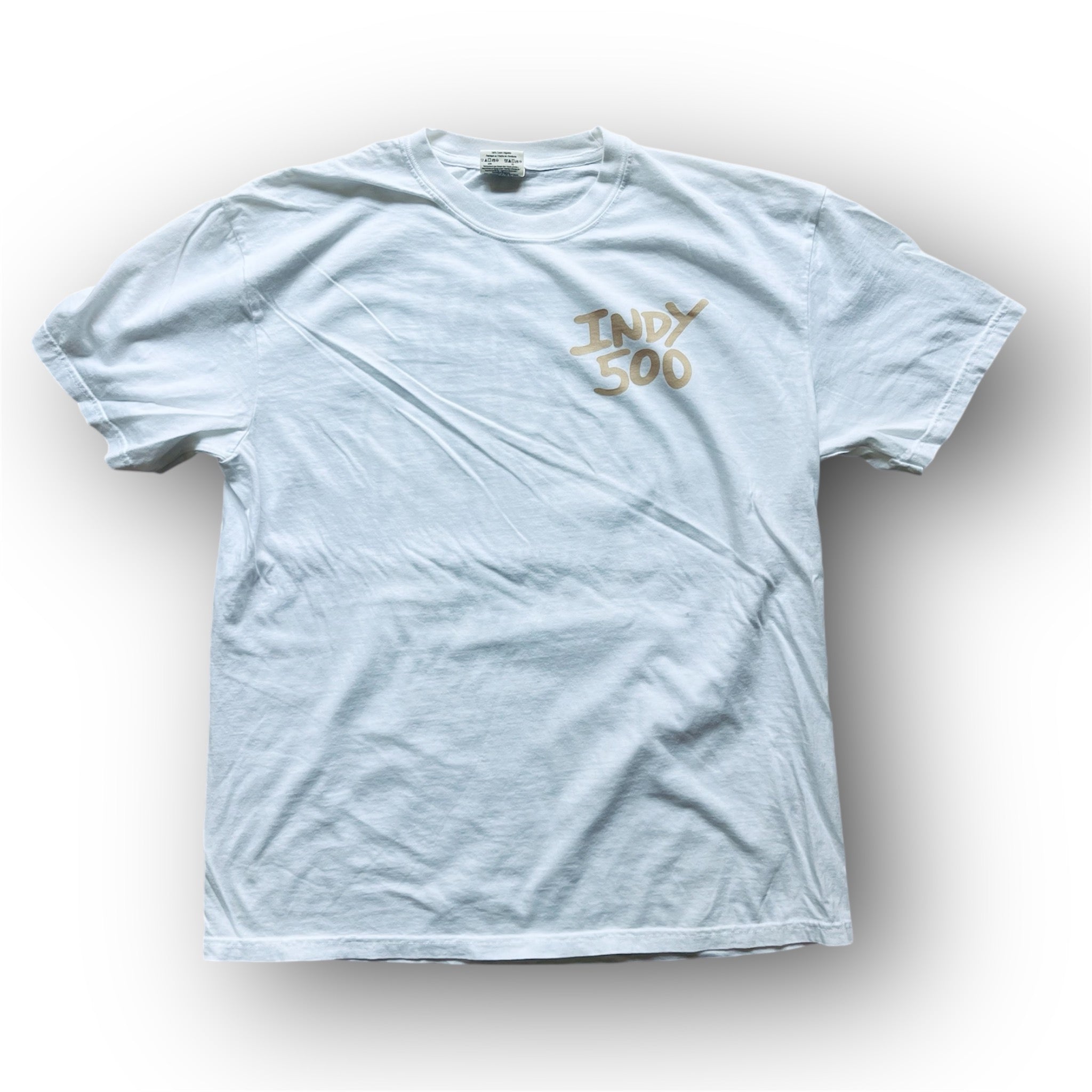 Indianapolis Motor Speedway Motion Wing and Wheel Comfort Tee by Justin Patten (White)(New 2025 Design)