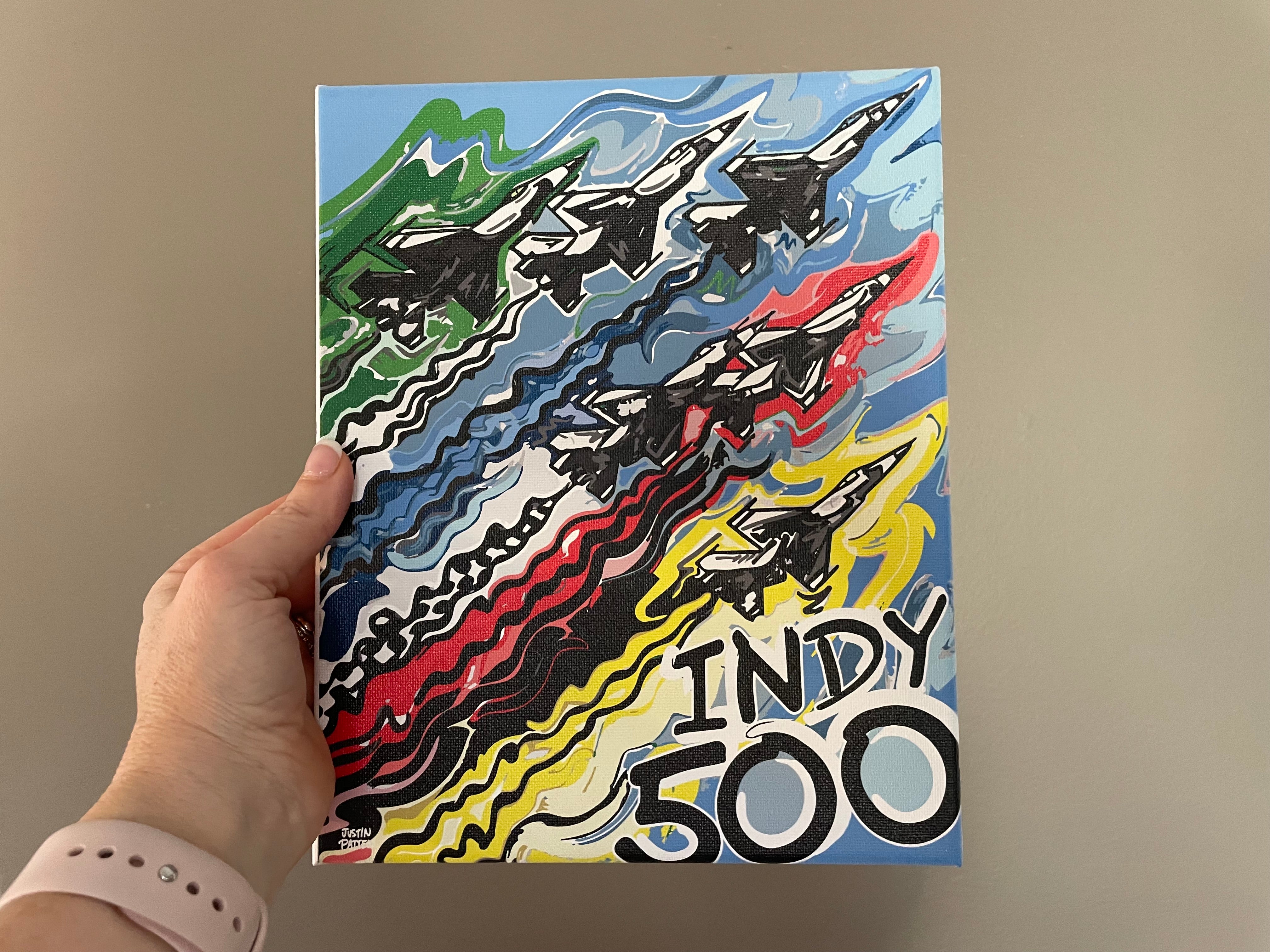 Indianapolis Motor Speedway 8"x10" Flyover Wrapped Canvas Print by Justin Patten