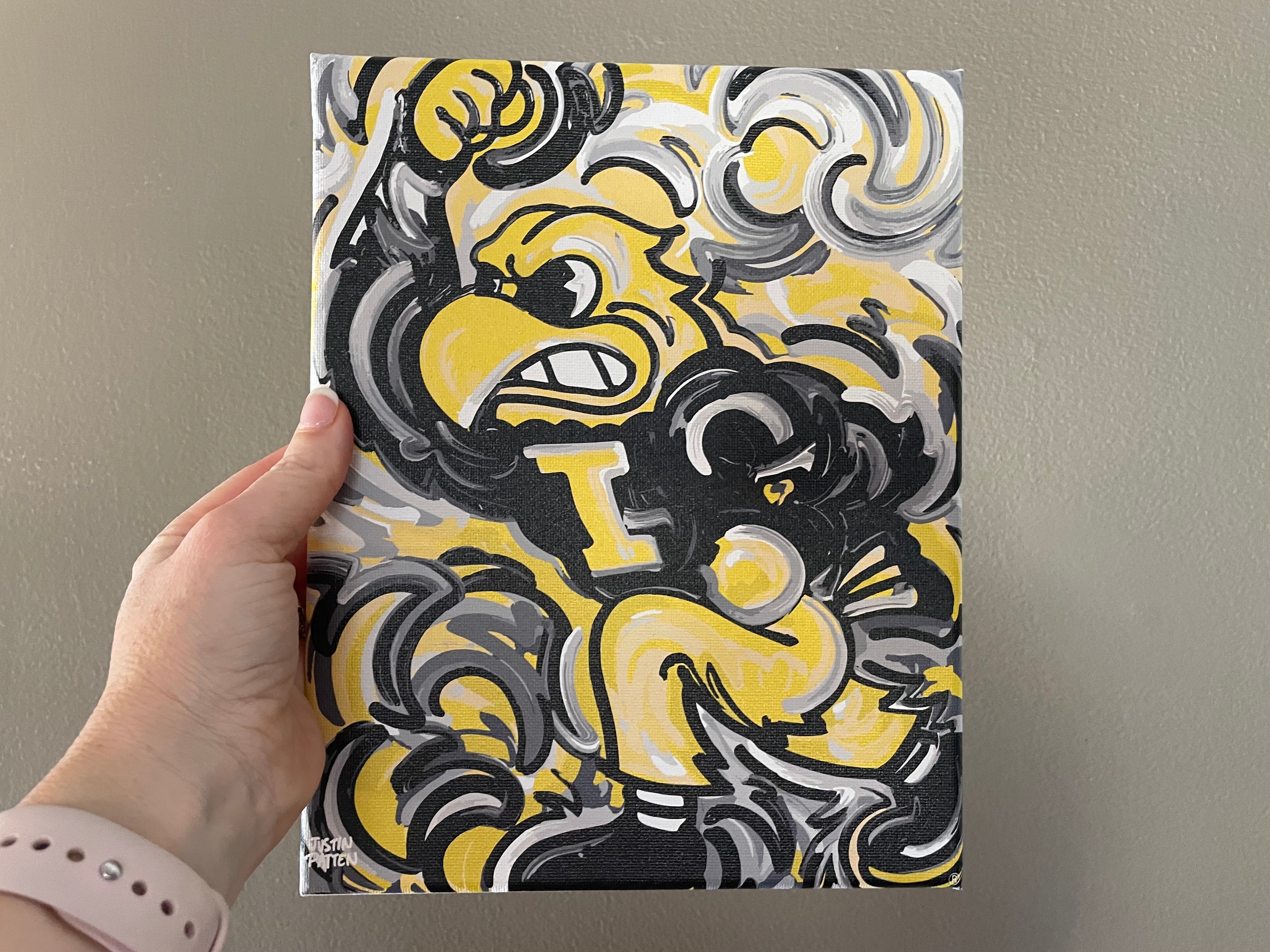 University of Iowa, Herky the Hawk, 8" x 10" Wrapped Canvas Print by Justin Patten