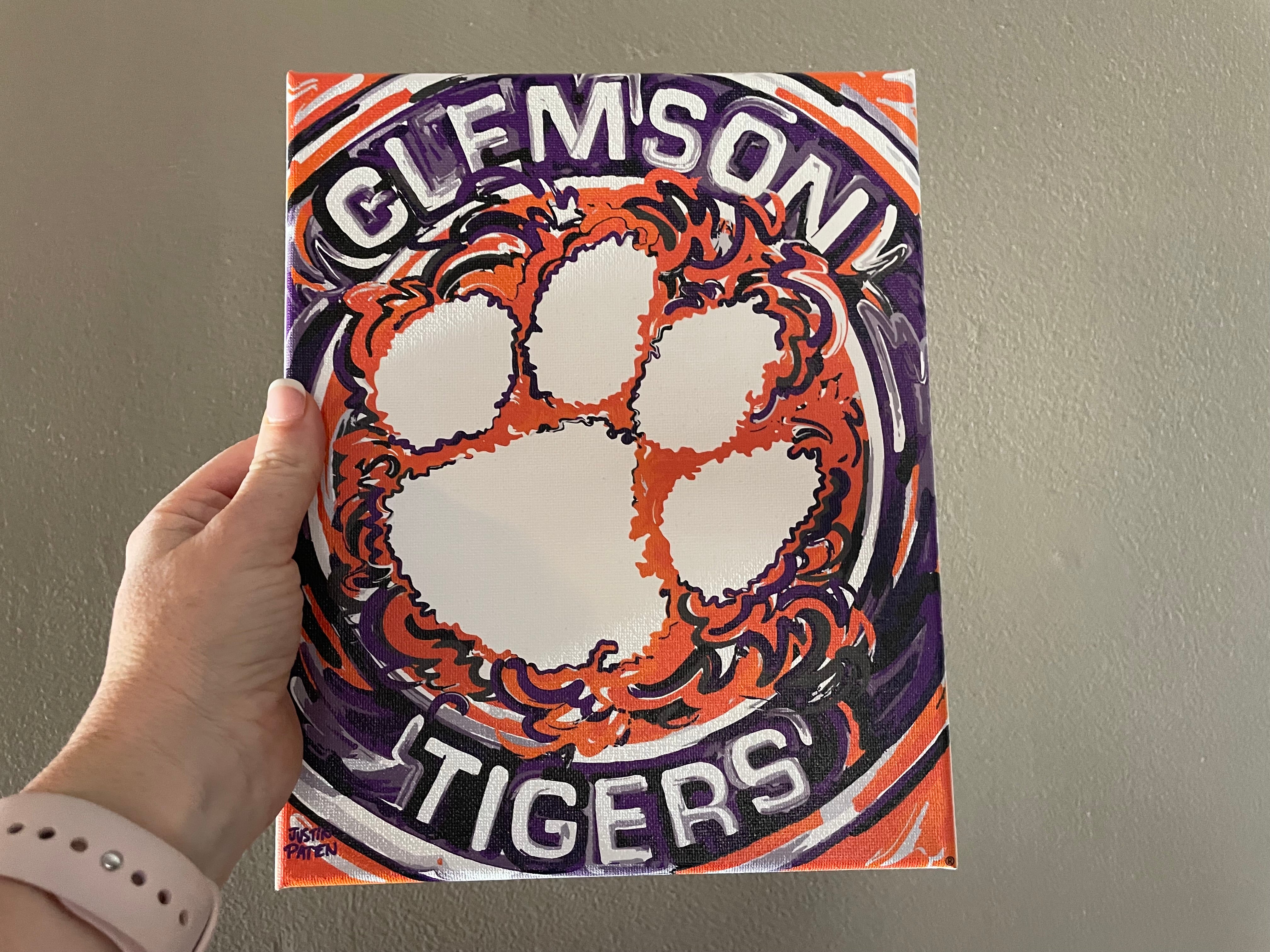 Clemson University 8" x 10" Paw Print Wrapped Canvas Print by Justin Patten