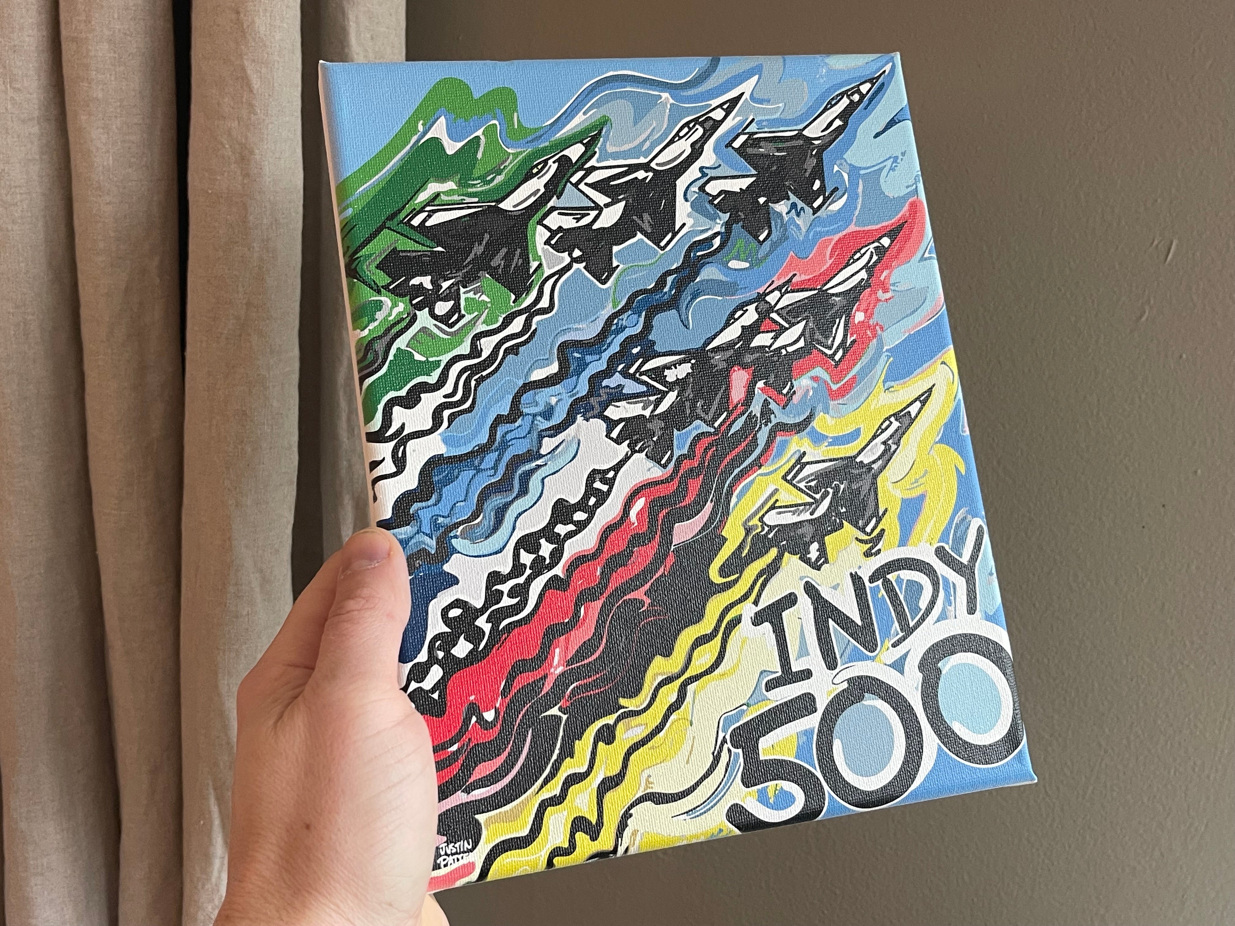 Indianapolis Motor Speedway 8"x10" Flyover Wrapped Canvas Print by Justin Patten