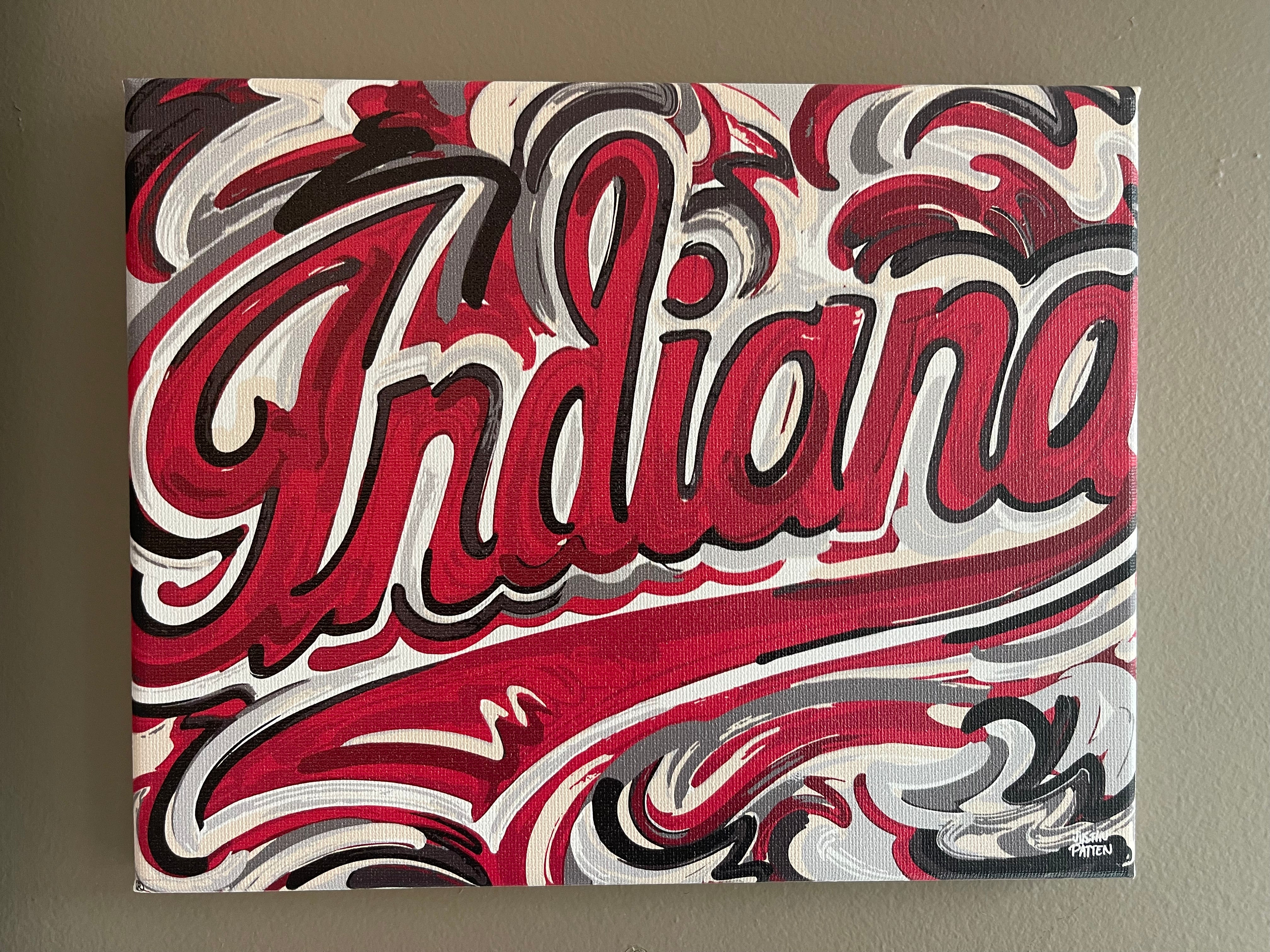 Indiana University 20" x 16" IU Script Wrapped Canvas Print by Justin Patten