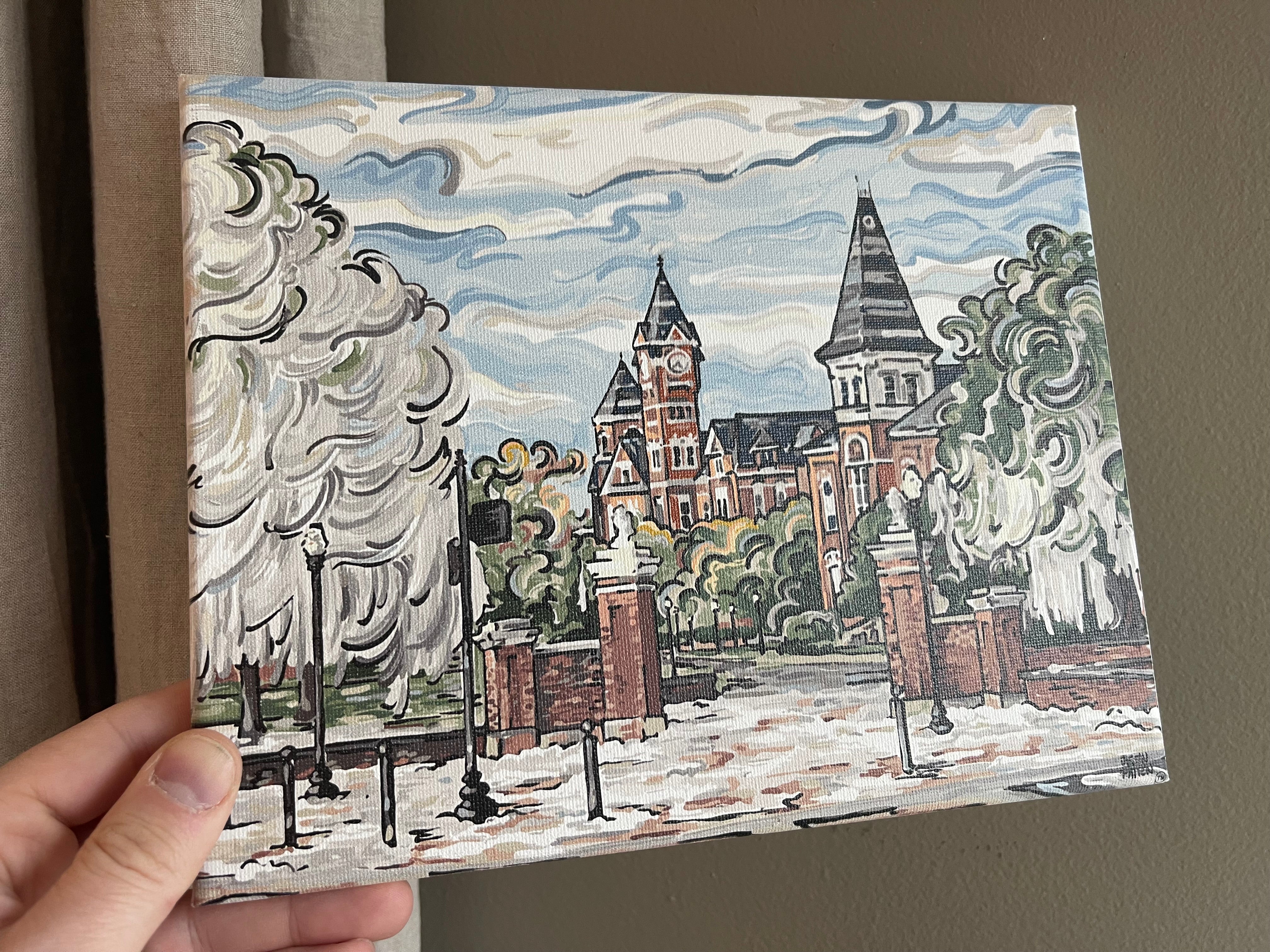 Auburn University 10"x 8" Toomer's Corner Wrapped Canvas Print by Justin Patten