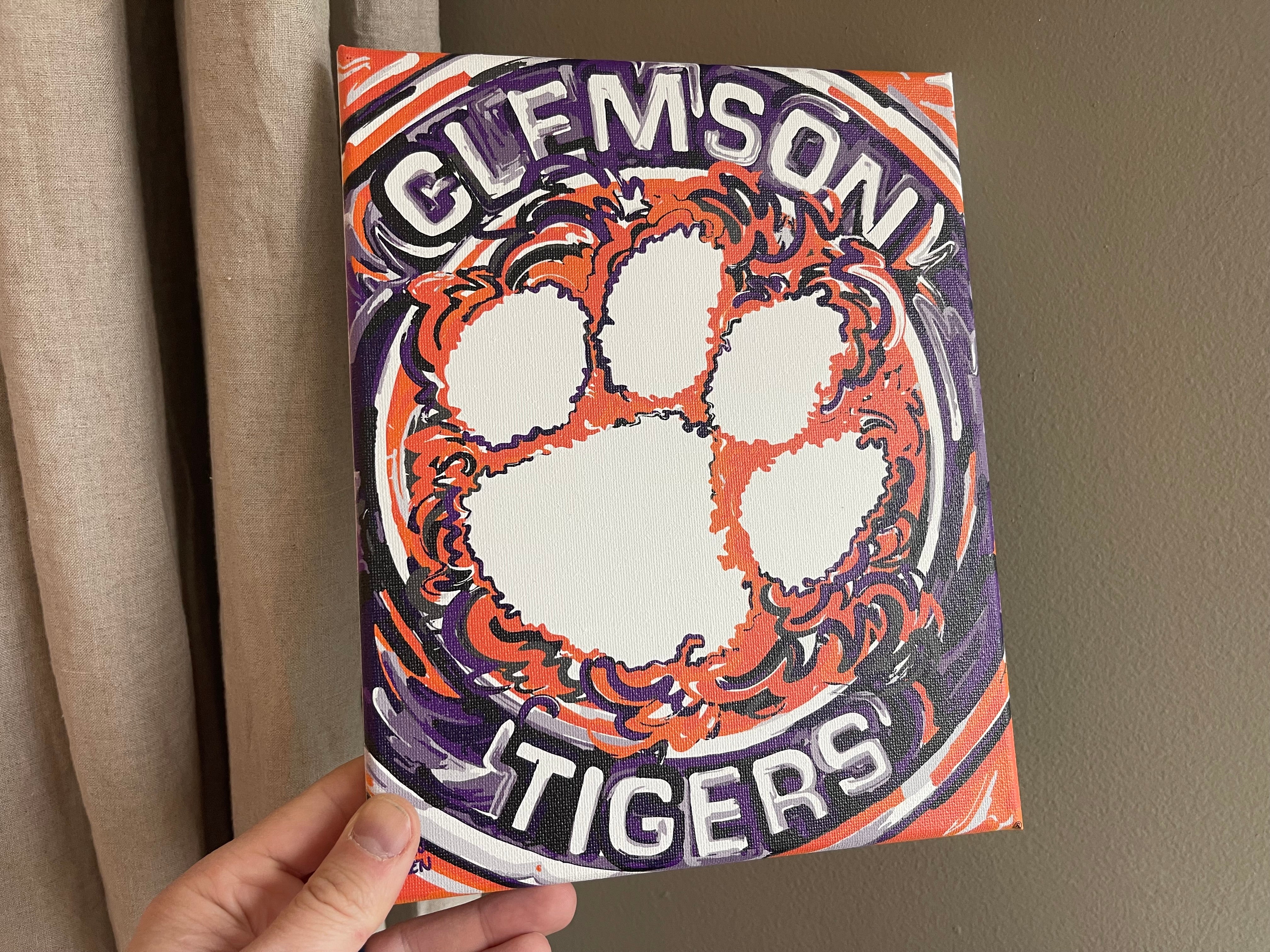 Clemson University 8" x 10" Paw Print Wrapped Canvas Print by Justin Patten