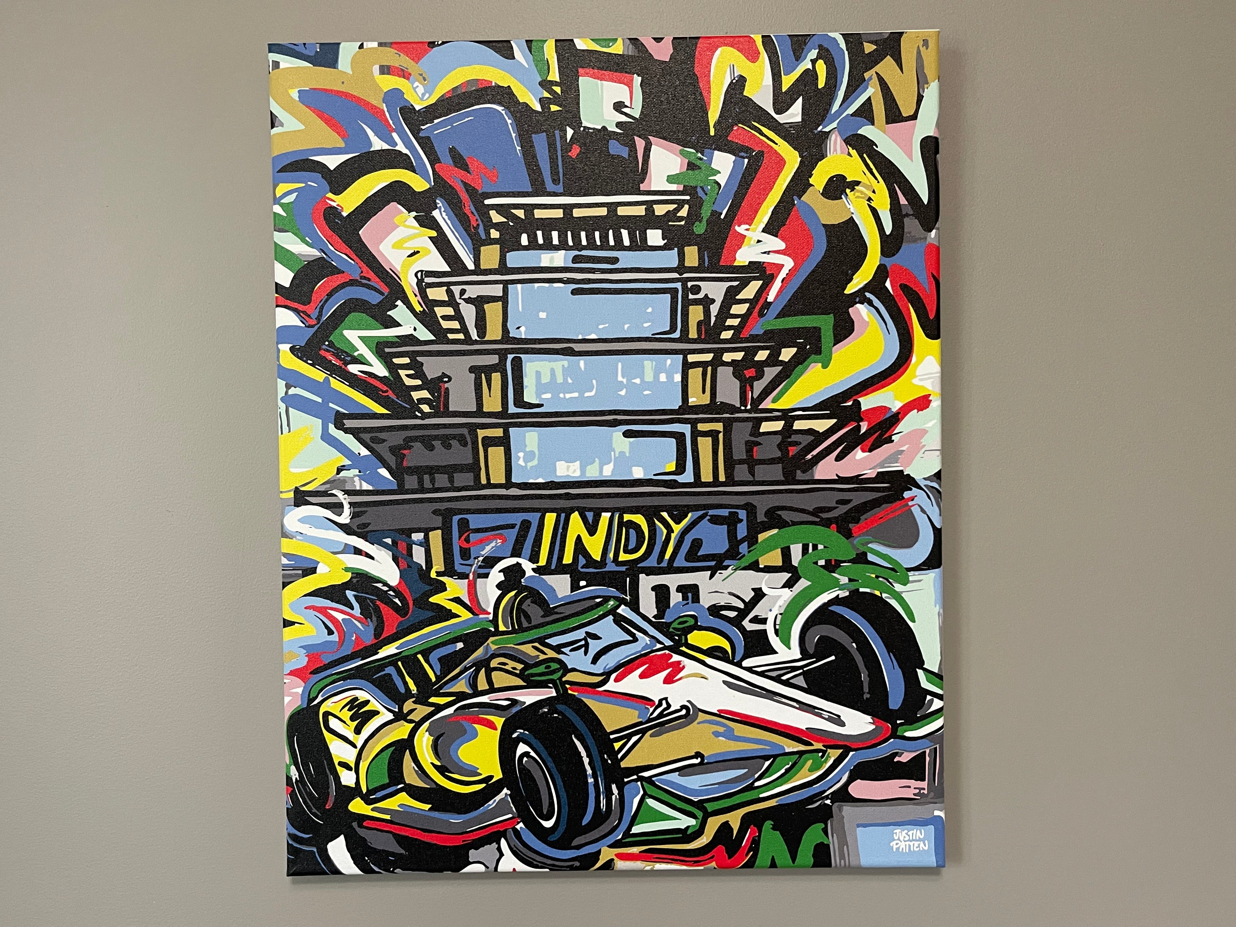 Indianapolis Motor Speedway 16"x20" Pagoda Wrapped Canvas Print by Justin Patten