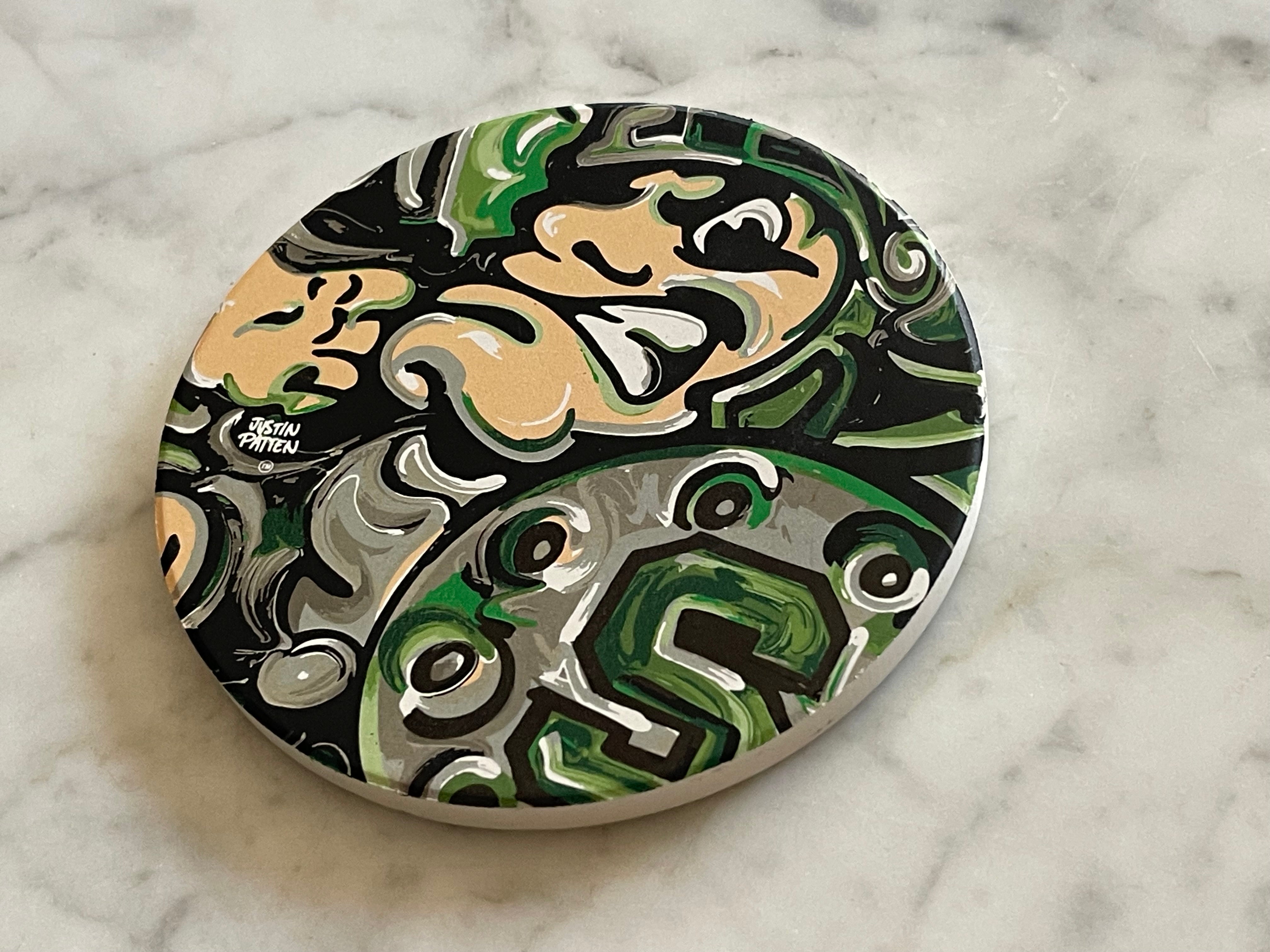 Michigan State University Mascot Stone Coaster by Justin Patten