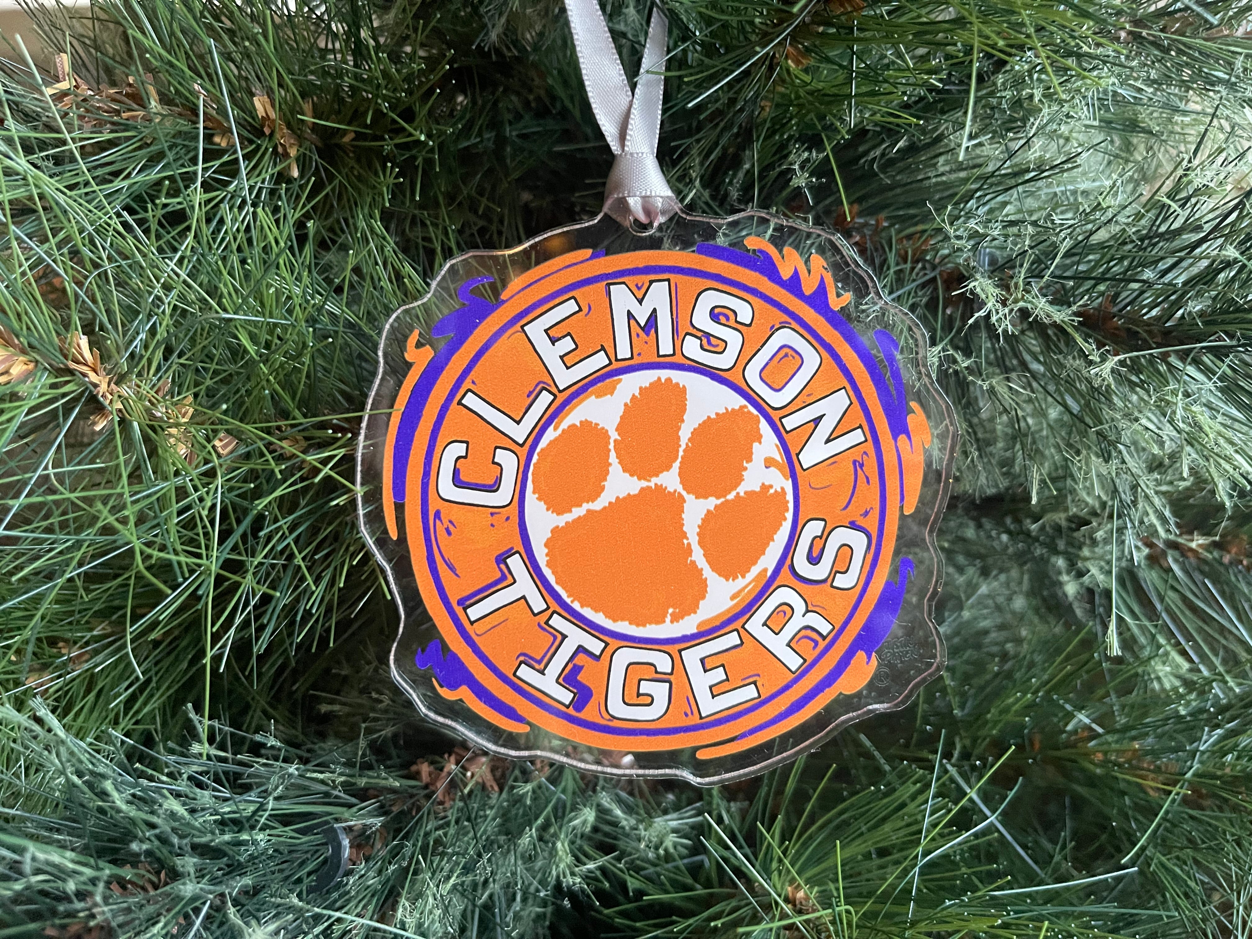 Clemson University Paw Print Circle Ornament by Justin Patten