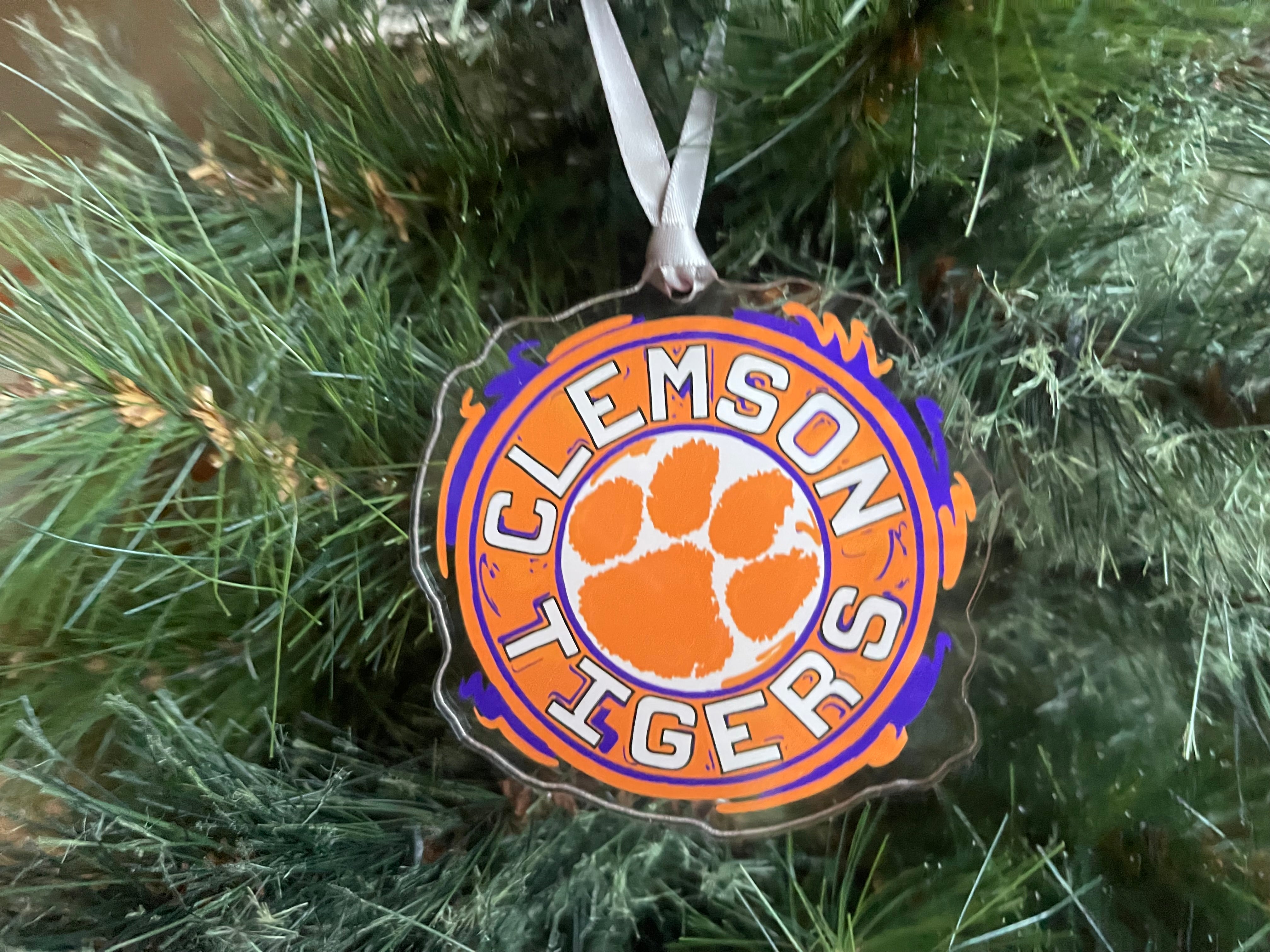 Clemson University Paw Print Circle Ornament by Justin Patten