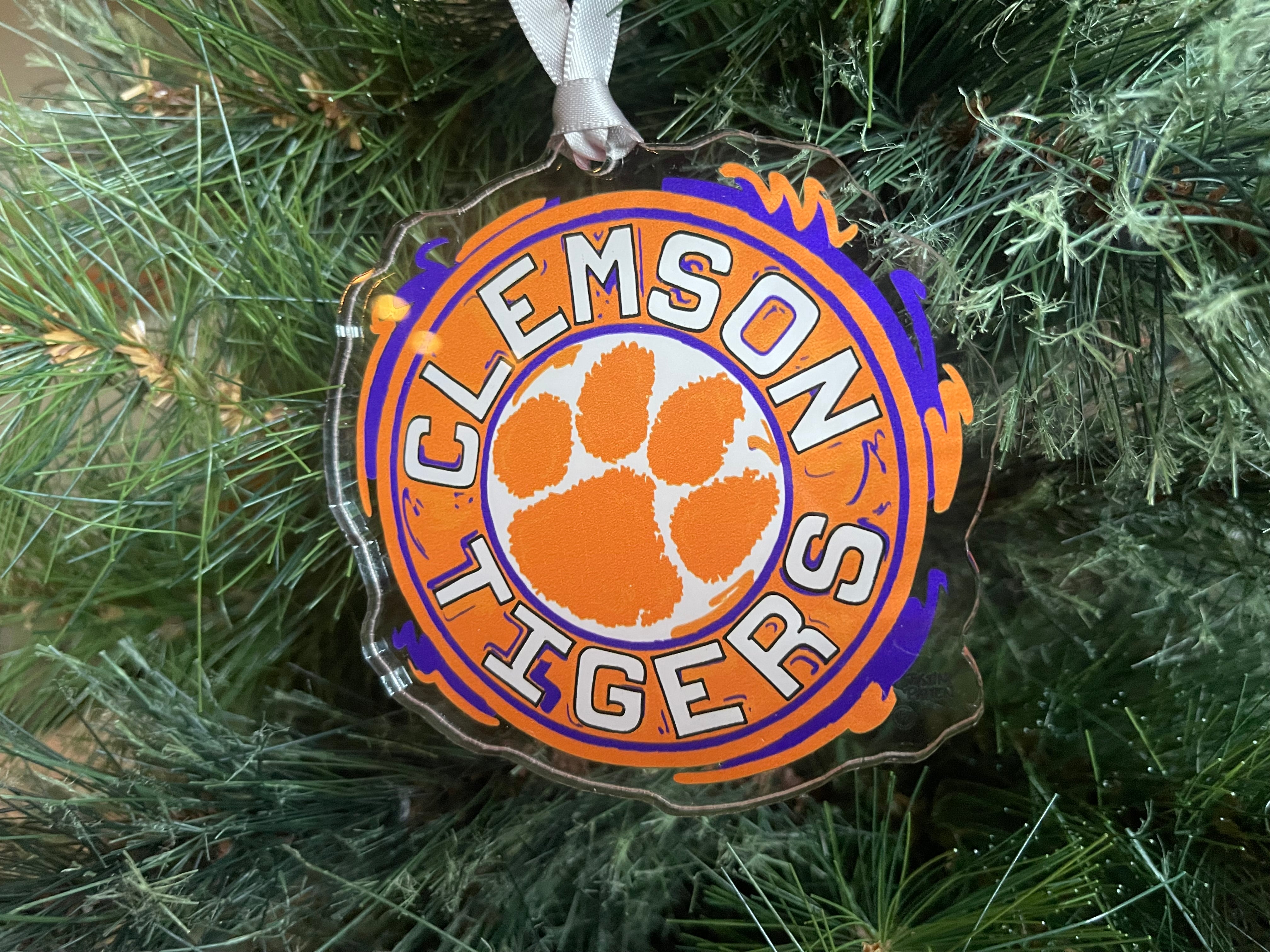 Clemson University Paw Print Circle Ornament by Justin Patten