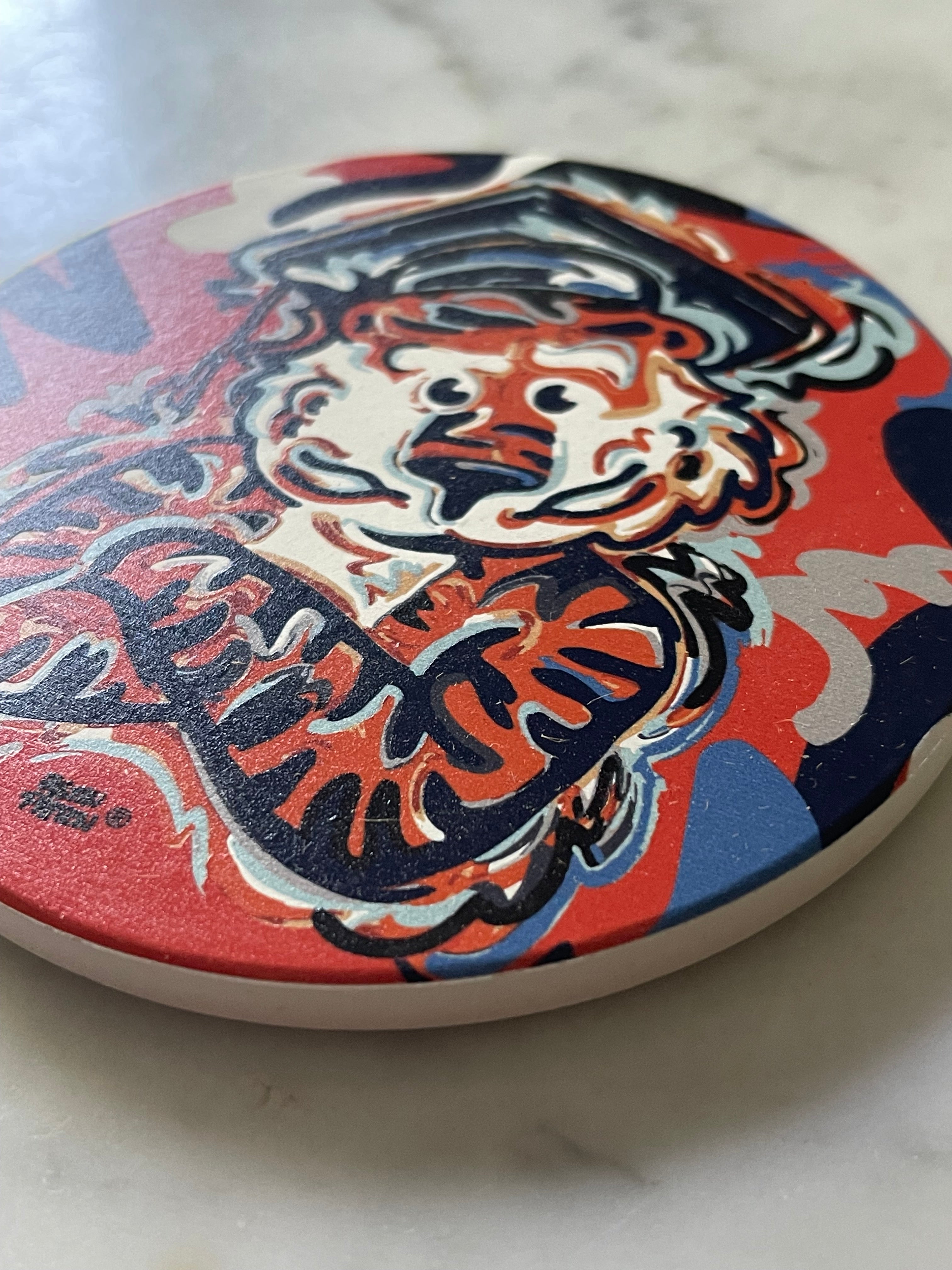 Auburn University Graduation Aubie Stone Coaster by Justin Patten