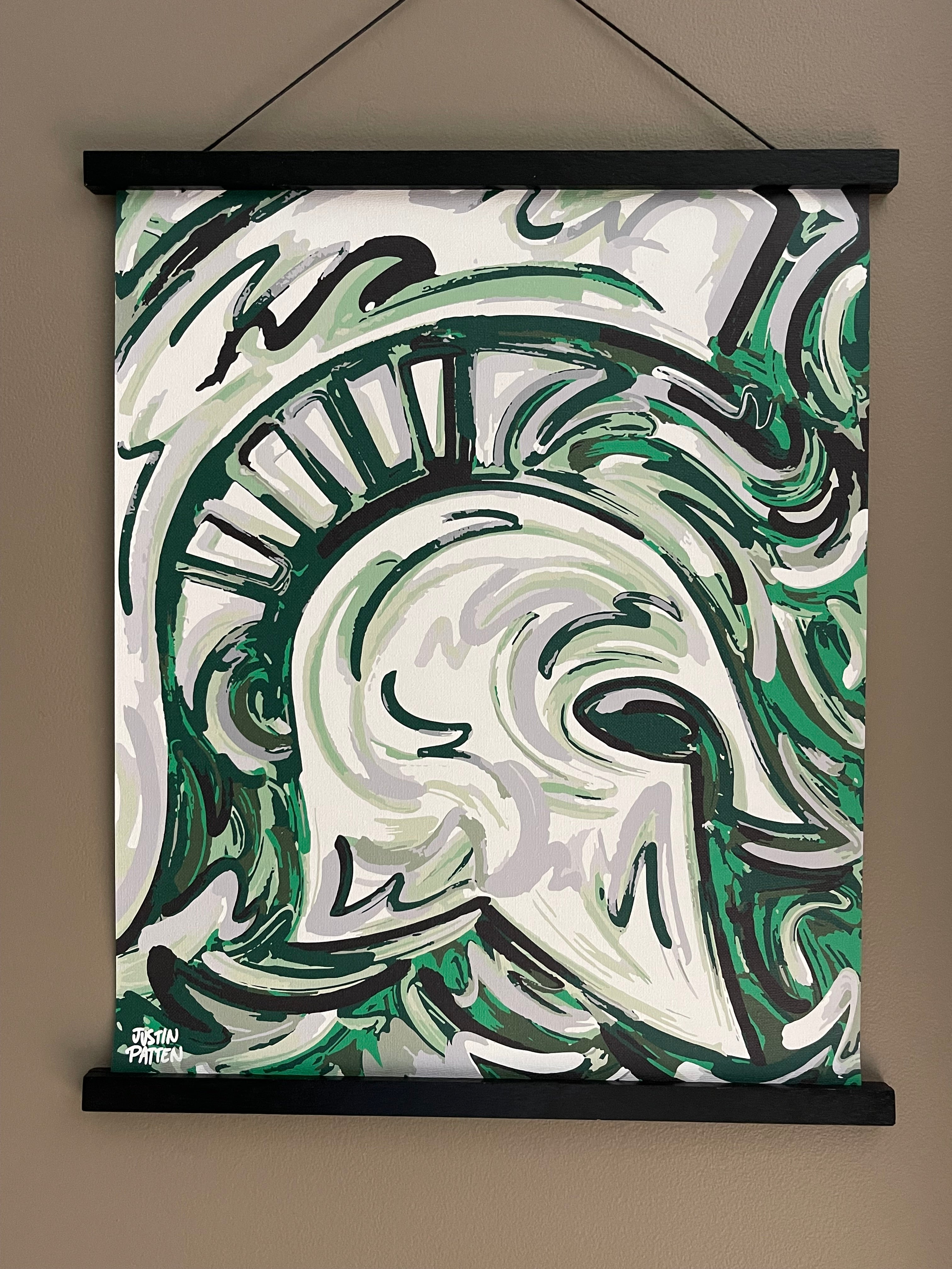 Michigan State University 16" x 20"  Spartan Helmet Print by Justin Patten