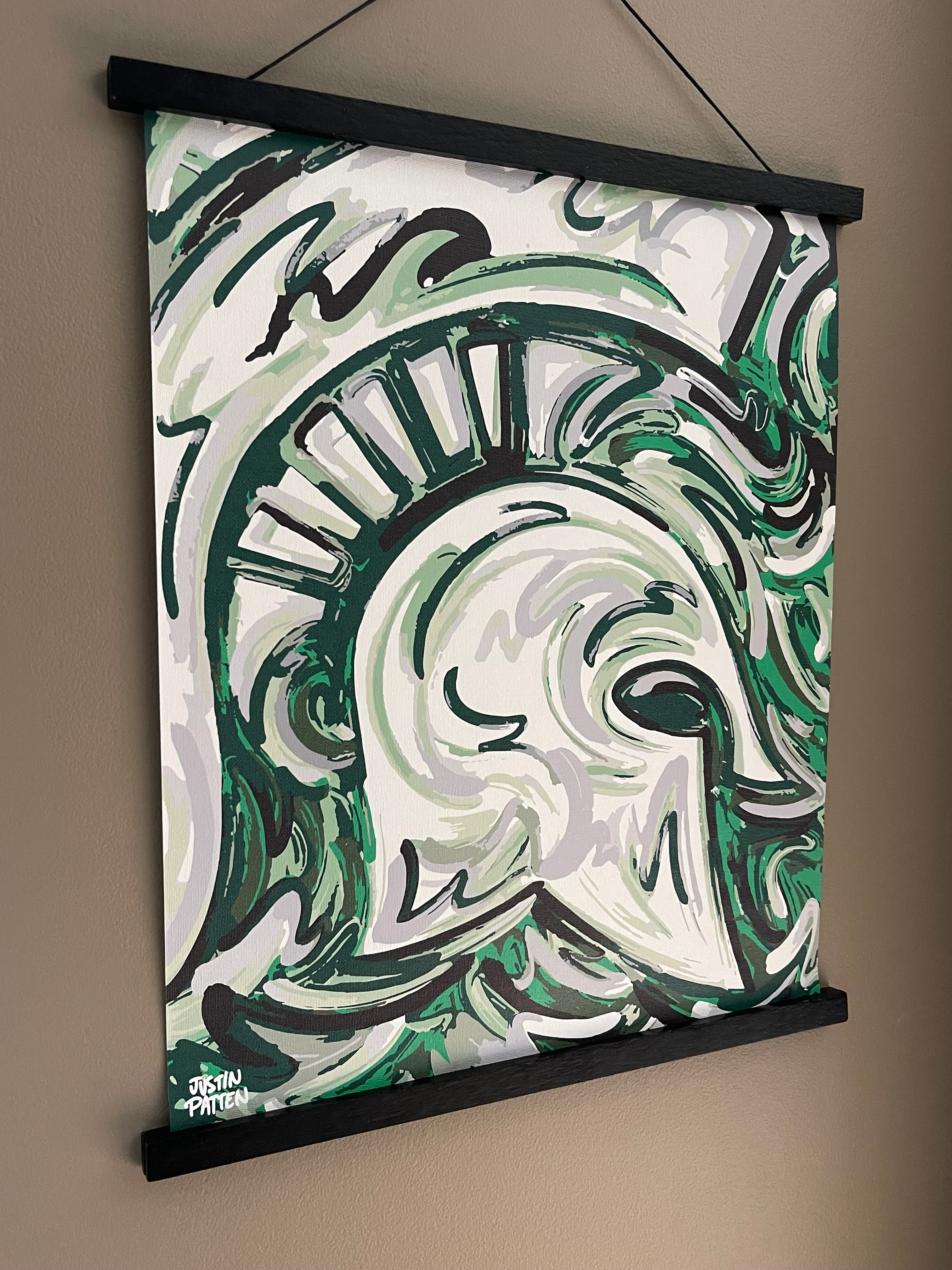 Michigan State University 16" x 20"  Spartan Helmet Print by Justin Patten