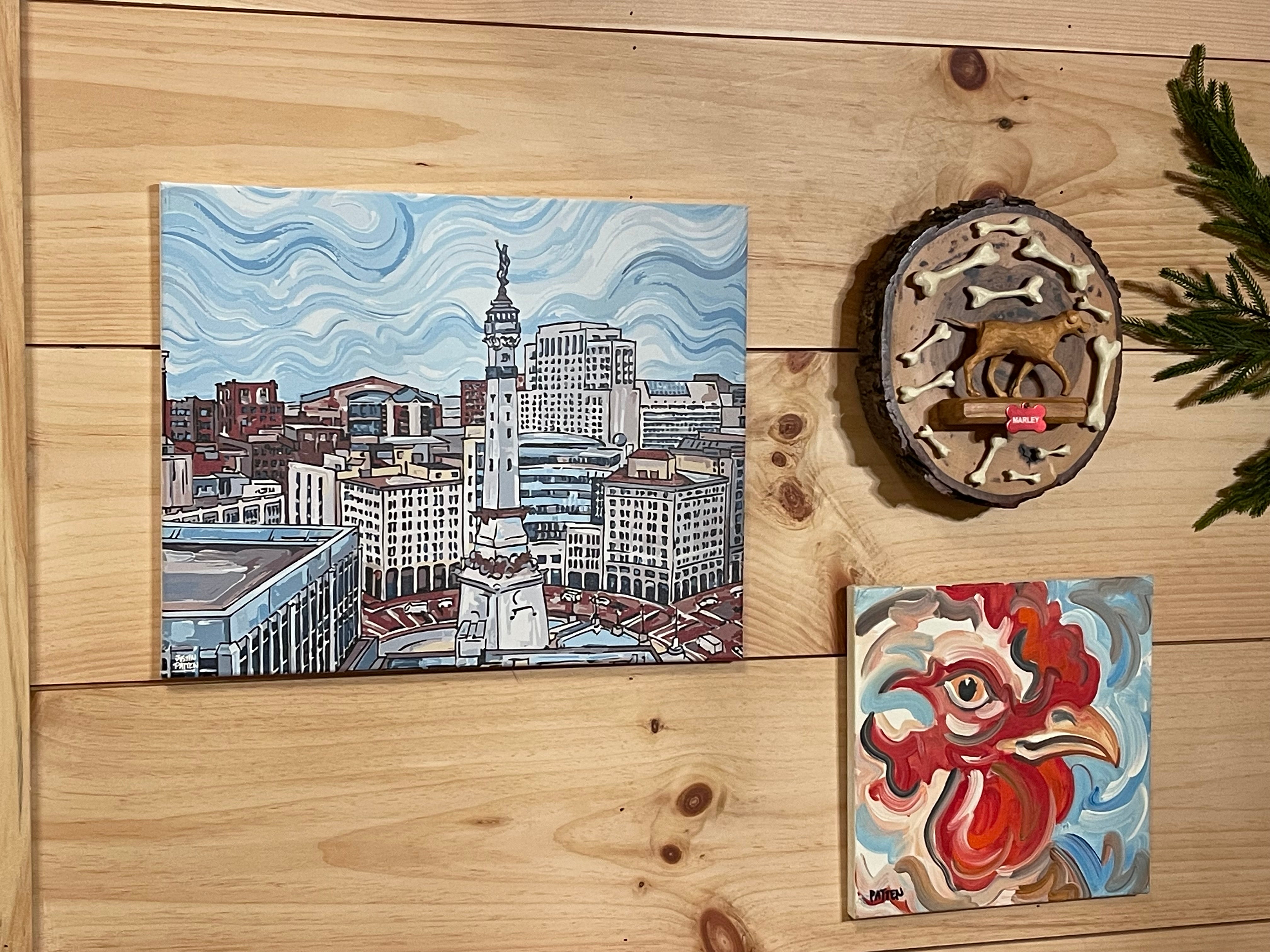 Indianapolis "The Circle" Skyline  20"x16" Wrapped Canvas Print by Justin Patten