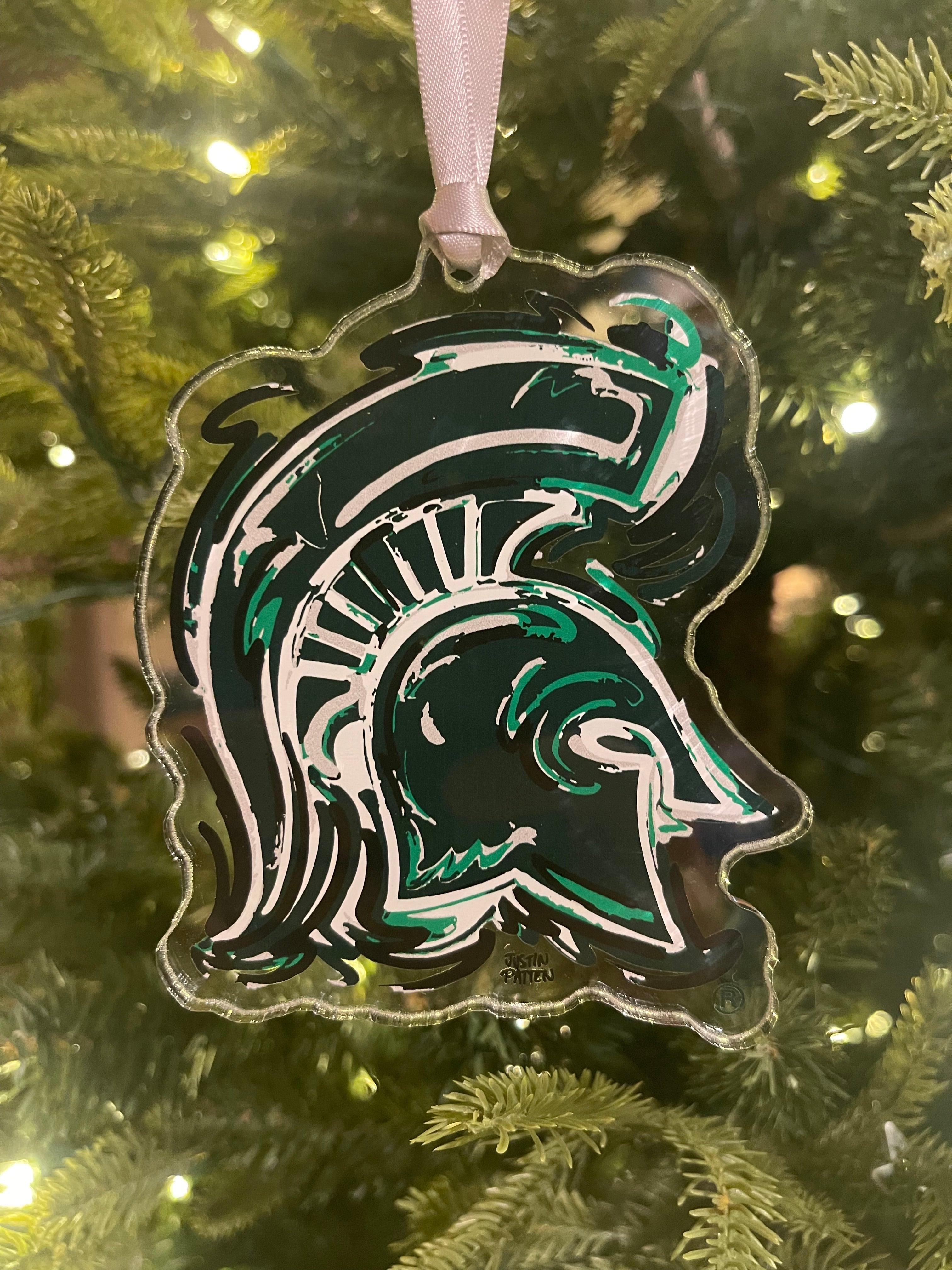 Michigan State University Spartan Helmet Ornament by Justin Patten