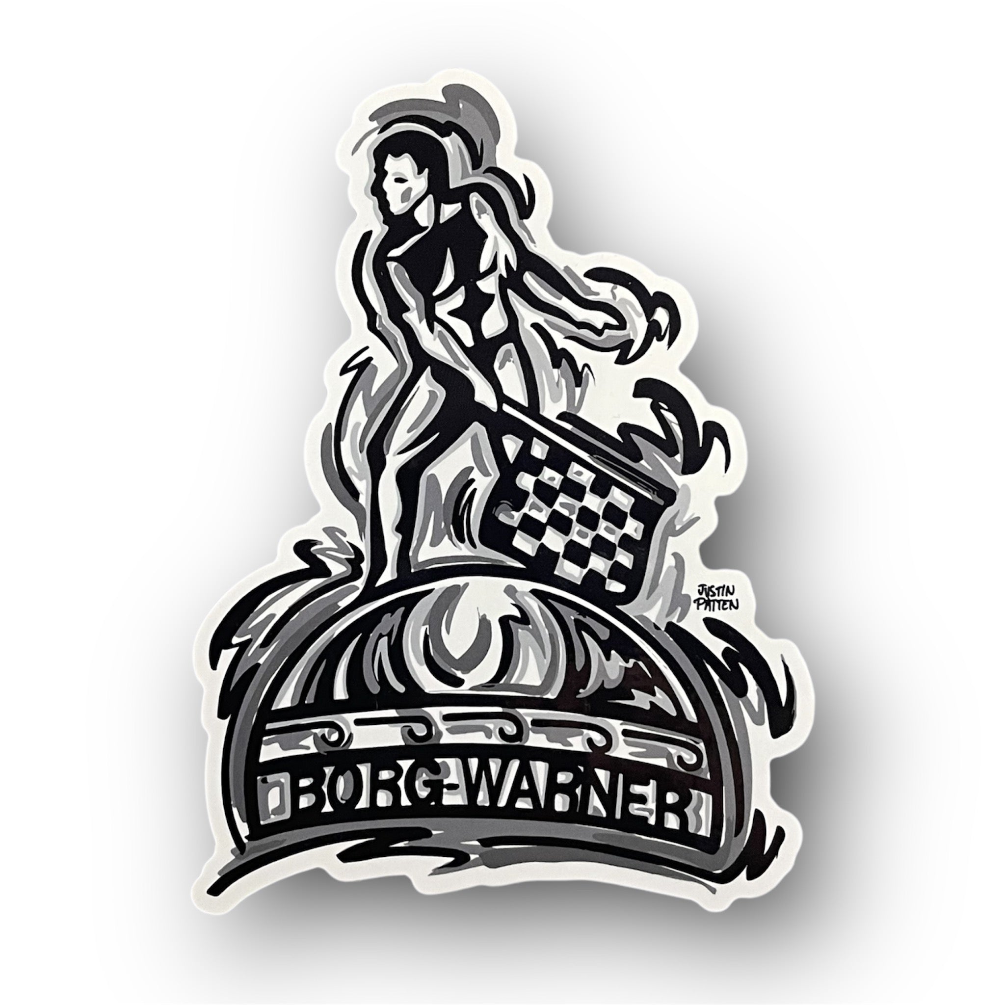 Borg Warner Trophy Large 4.5x6 inch Vinyl Sticker by Justin Patten (IMS, Indianapolis Motor Speedway)