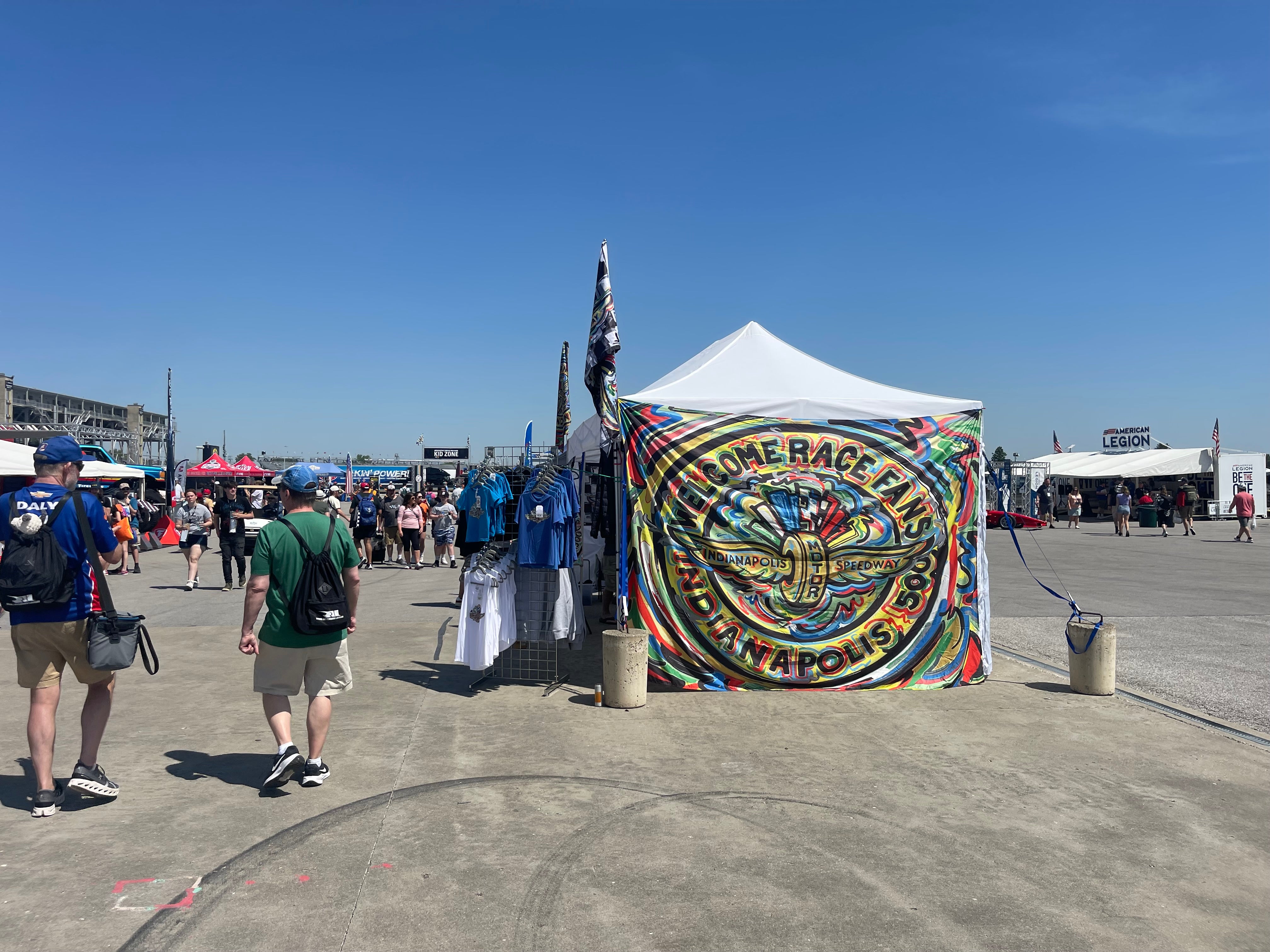Indianapolis Motor Speedway Welcome Race Fans Big One Sided Flag (10'x6.5' Feet!) by Justin Patten (Big Flag, One Sided, Grommets)