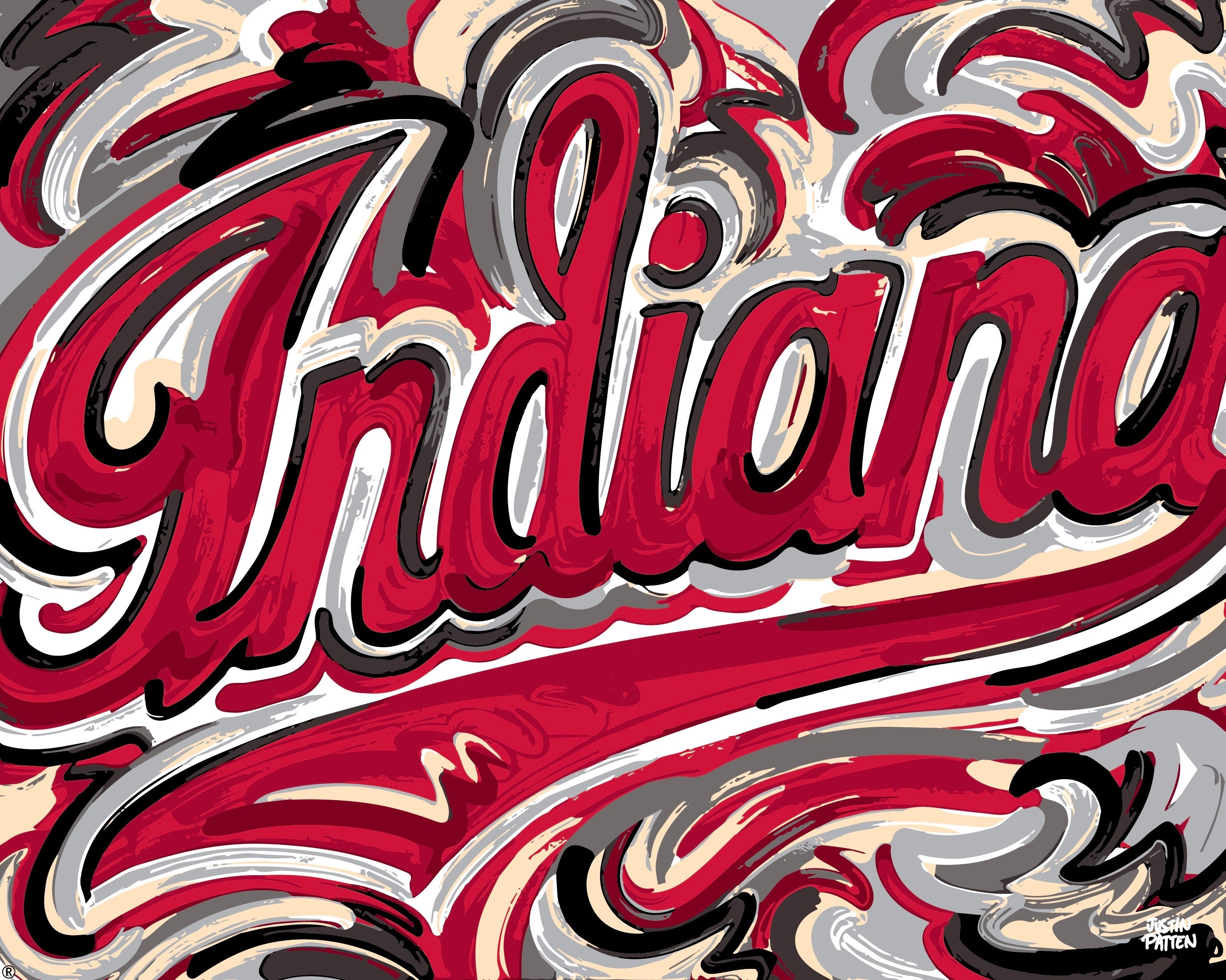 Indiana University 20" x 16" Script Print by Justin Patten