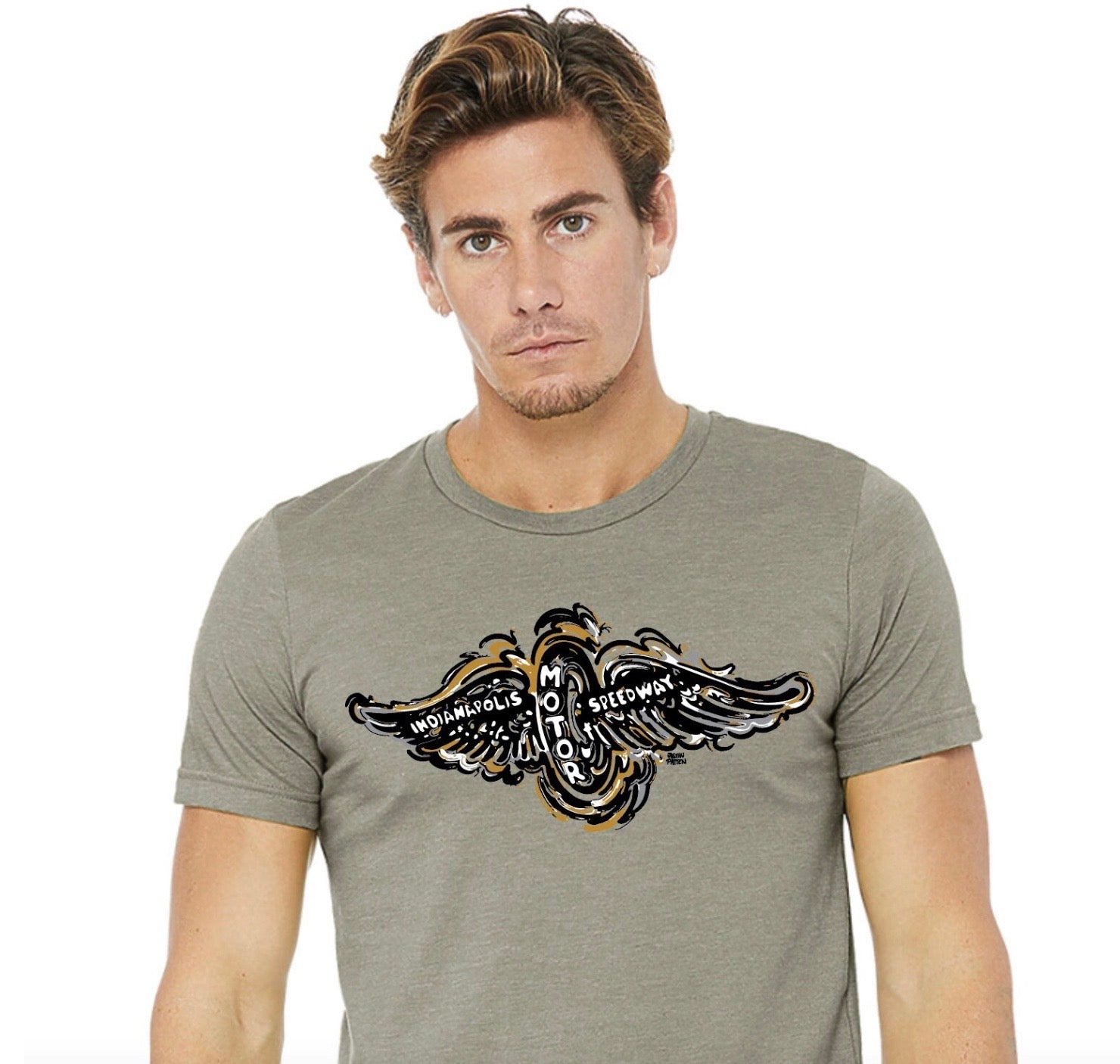Indianapolis Motor Speedway 1910 Wing and Wheel Retro Inspired Tee by Justin Patten