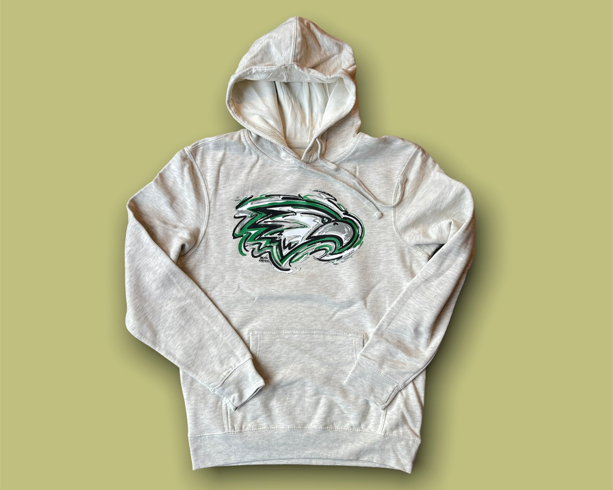 Zionsville Indiana Eagle Hoodie by Justin Patten (Oatmeal Heather)