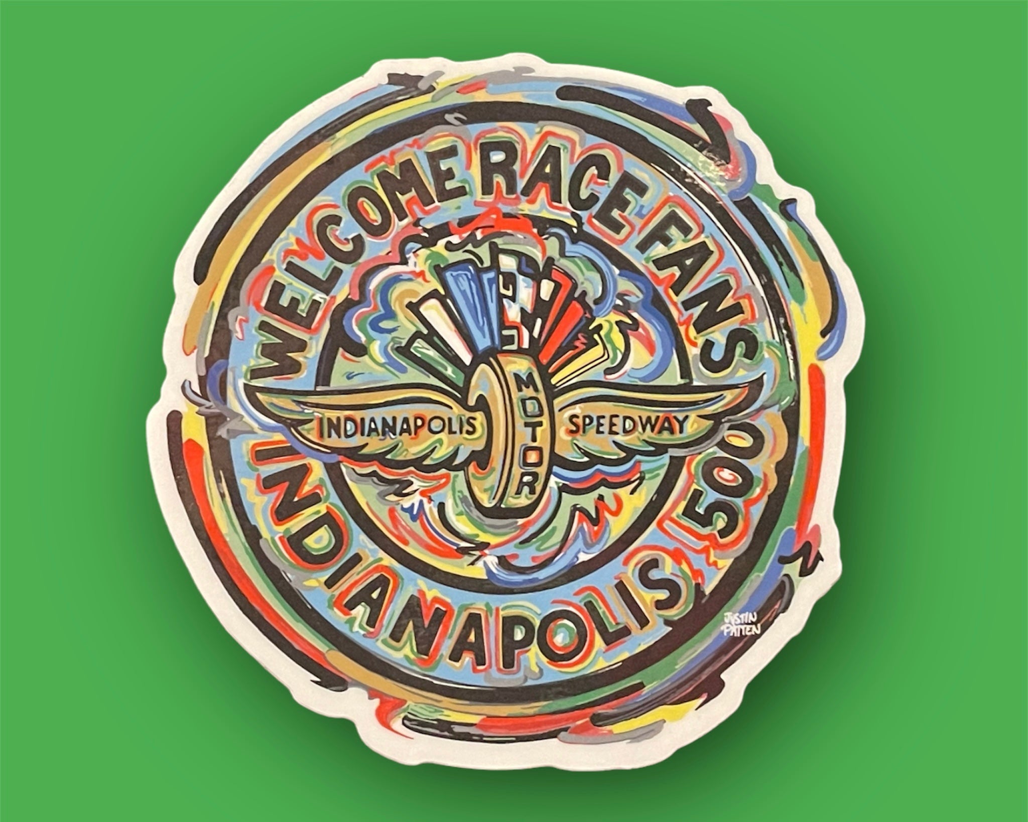 Indianapolis Motor Speedway Welcome Race Fans Vinyl Sticker by Justin Patten