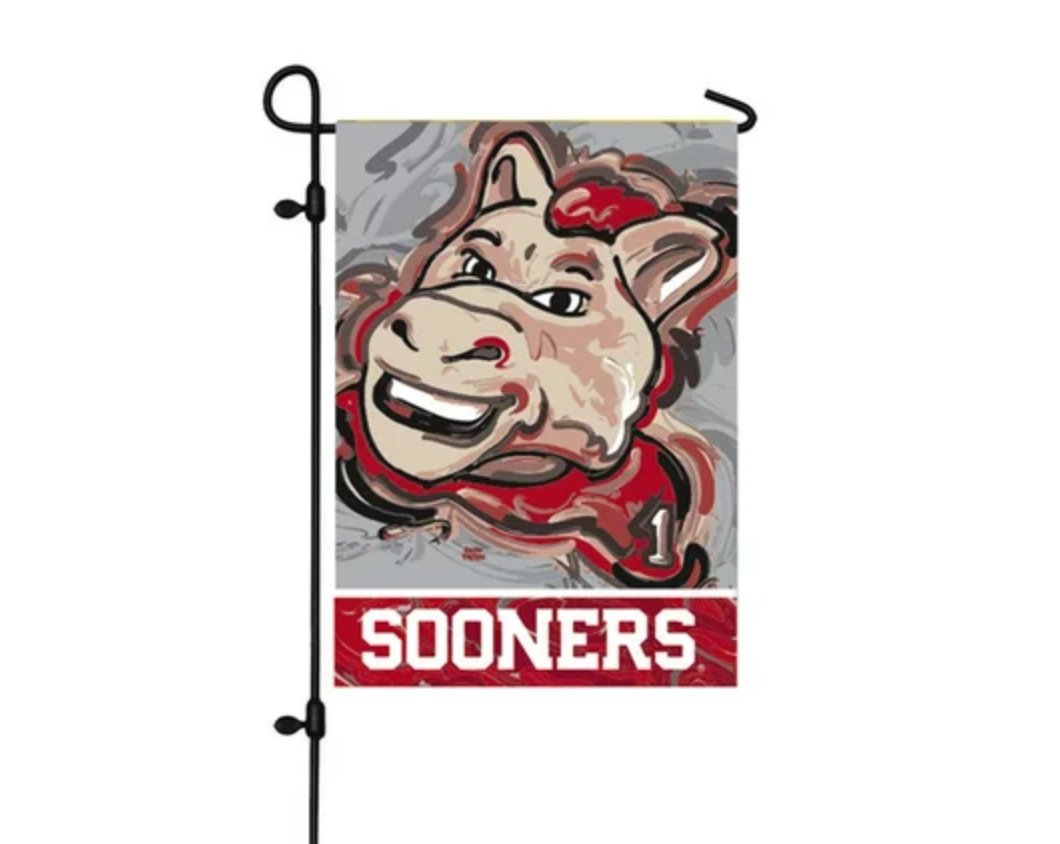 University of Oklahoma Mascot Garden Flag 12" x 18" by Justin Patten