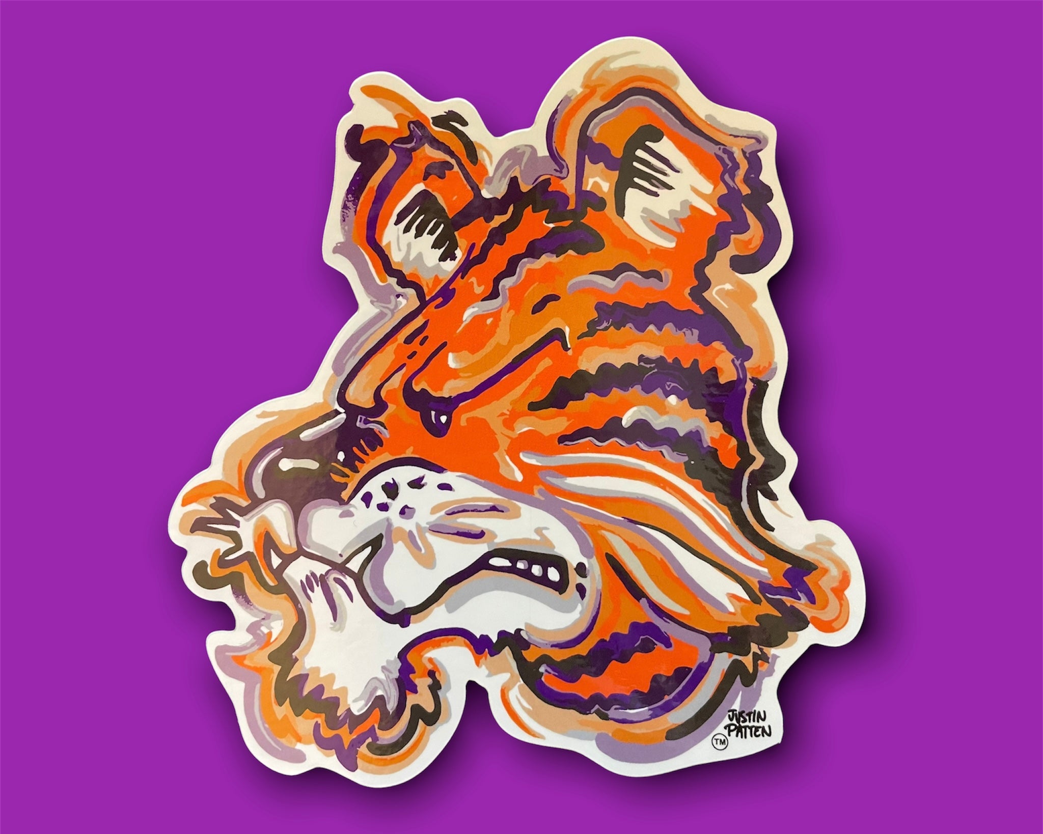 Clemson University Mascot Face Vinyl Sticker by Justin Patten