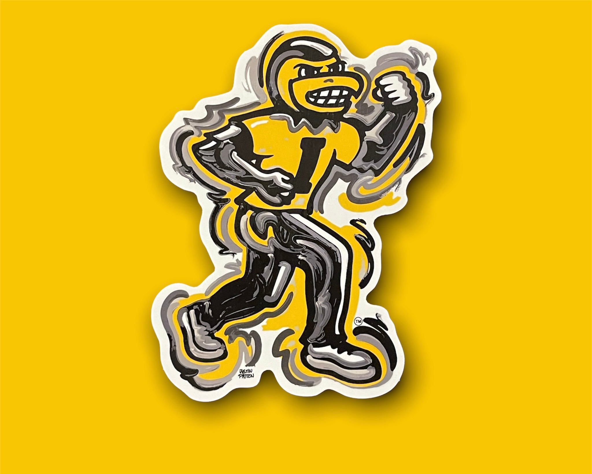 University of Iowa, New Herky, Vinyl Sticker, 4"x6", by Justin Patten