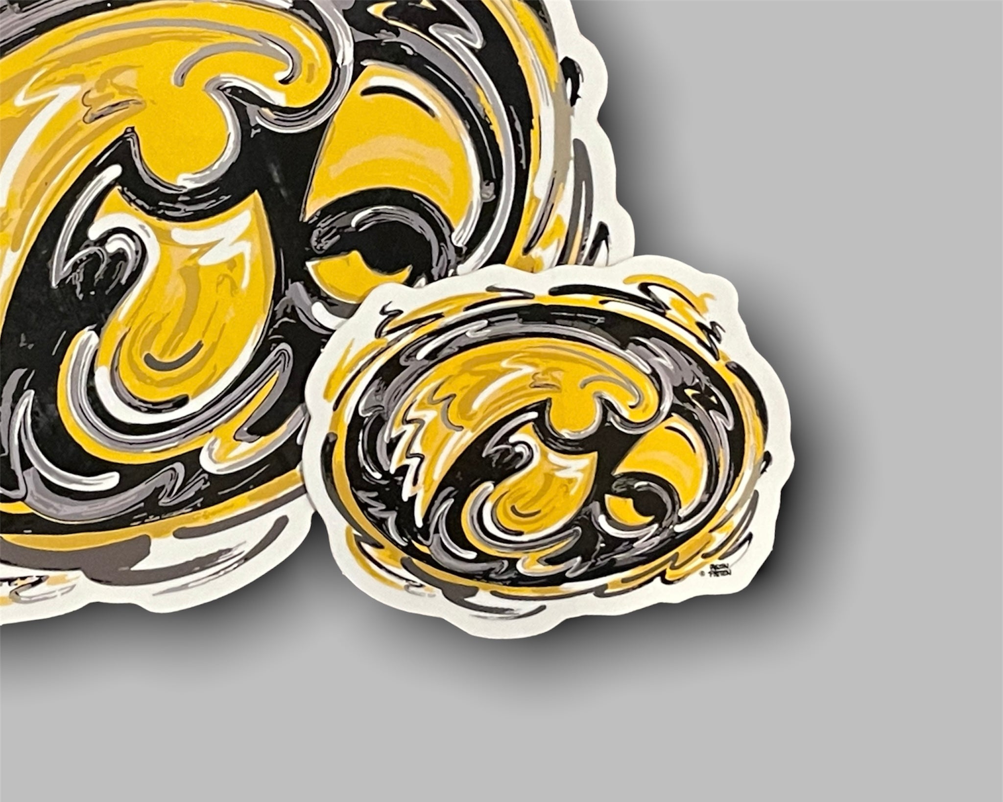 University of Iowa, Tiger Hawk, Mini Vinyl Sticker, 3"x2", by Justin Patten