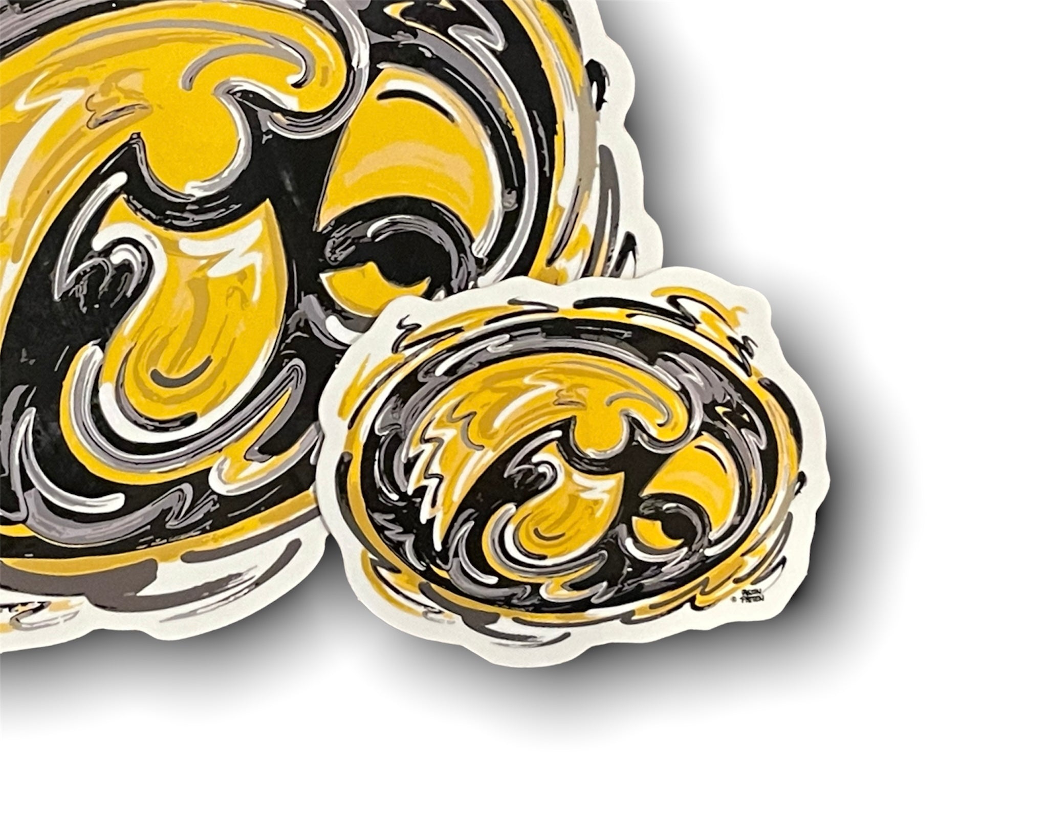 University of Iowa, Tiger Hawk, Mini Vinyl Sticker, 3"x2", by Justin Patten