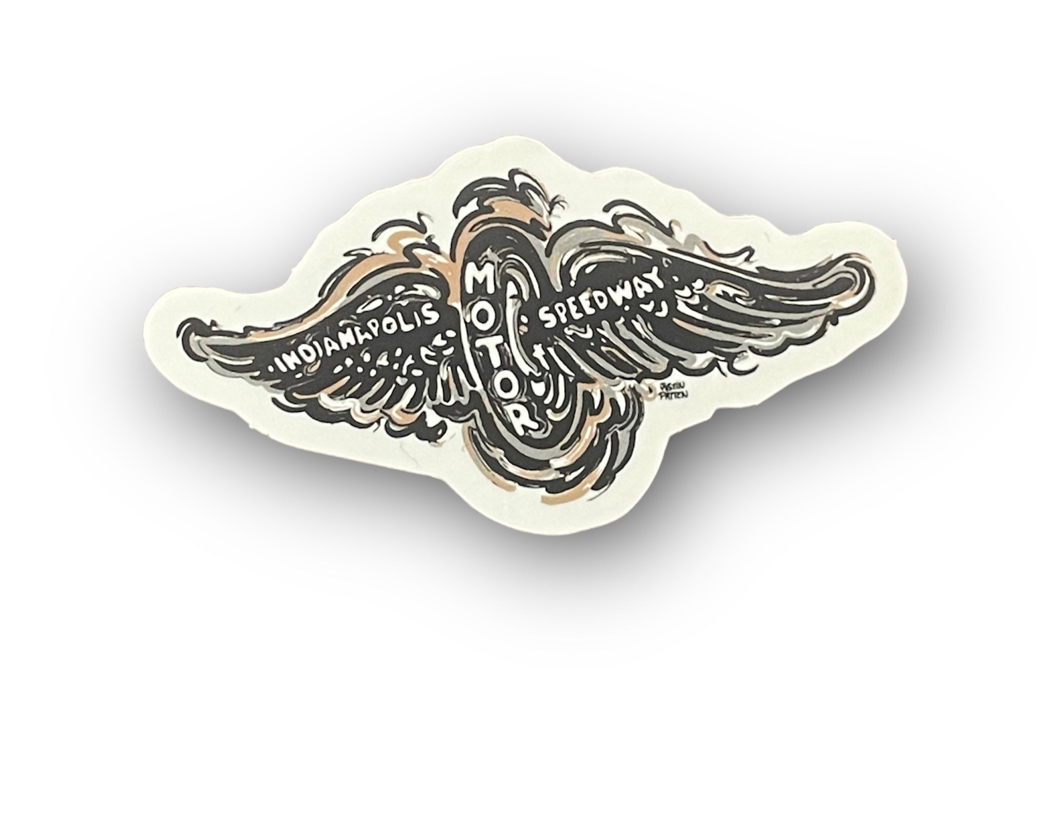 Indianapolis Motor Speedway Vintage Wing and Wheel Mini Vinyl Sticker by Justin Patten